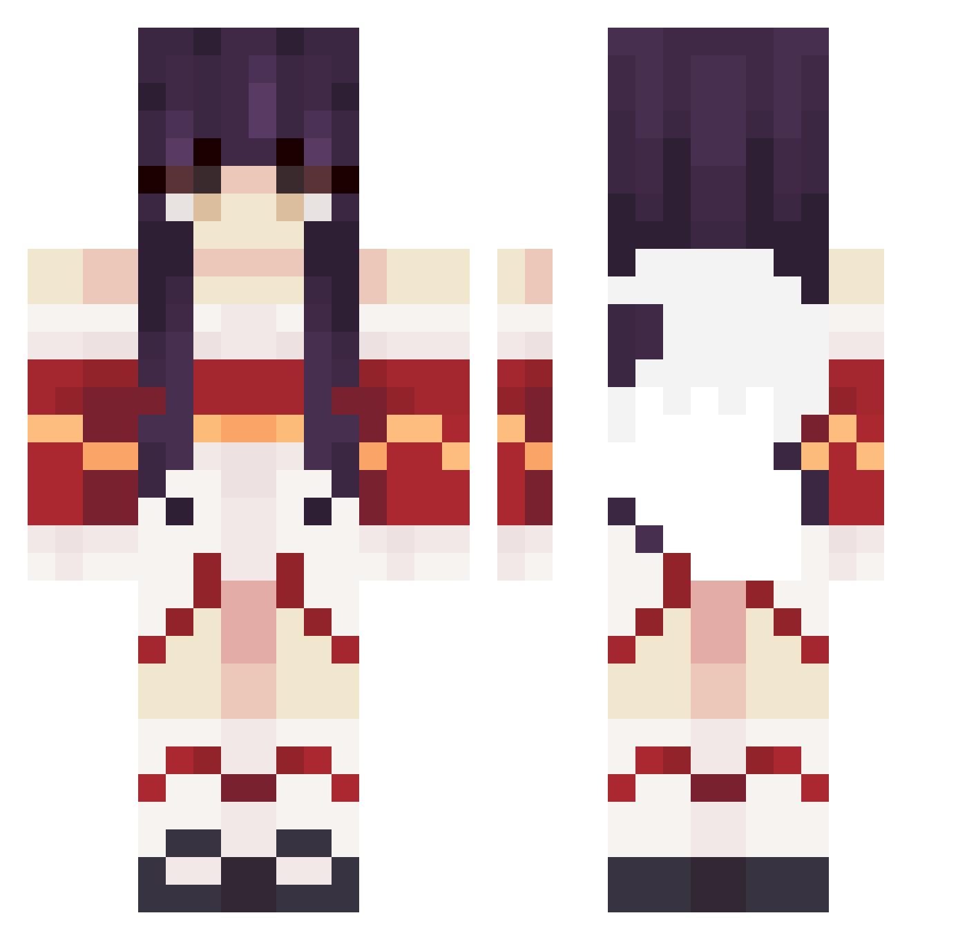 PrincessJujuba Minecraft skin, front and back view
