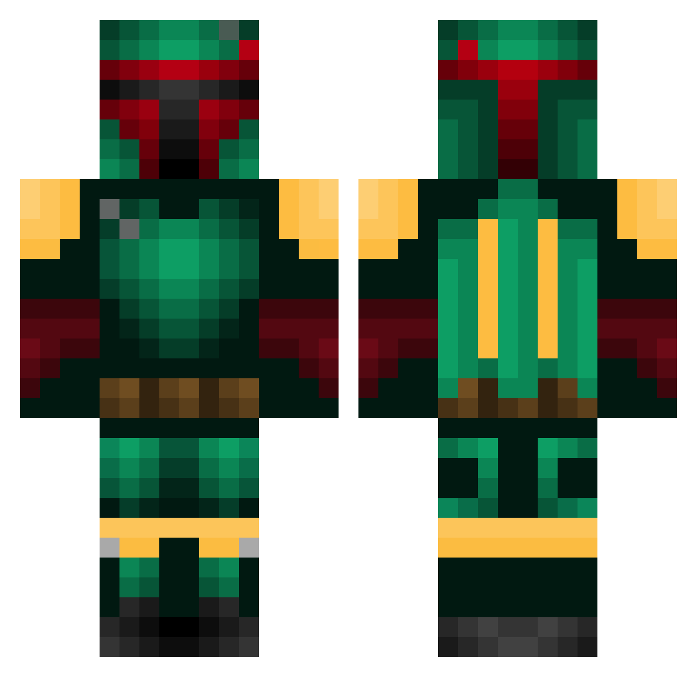 evilkurt Minecraft skin, front and back view