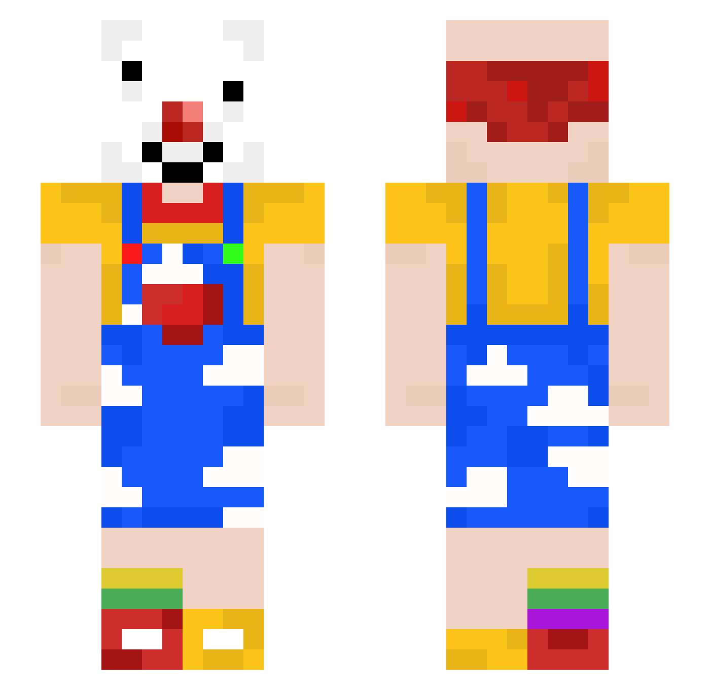 XedokX Minecraft skin, front and back view