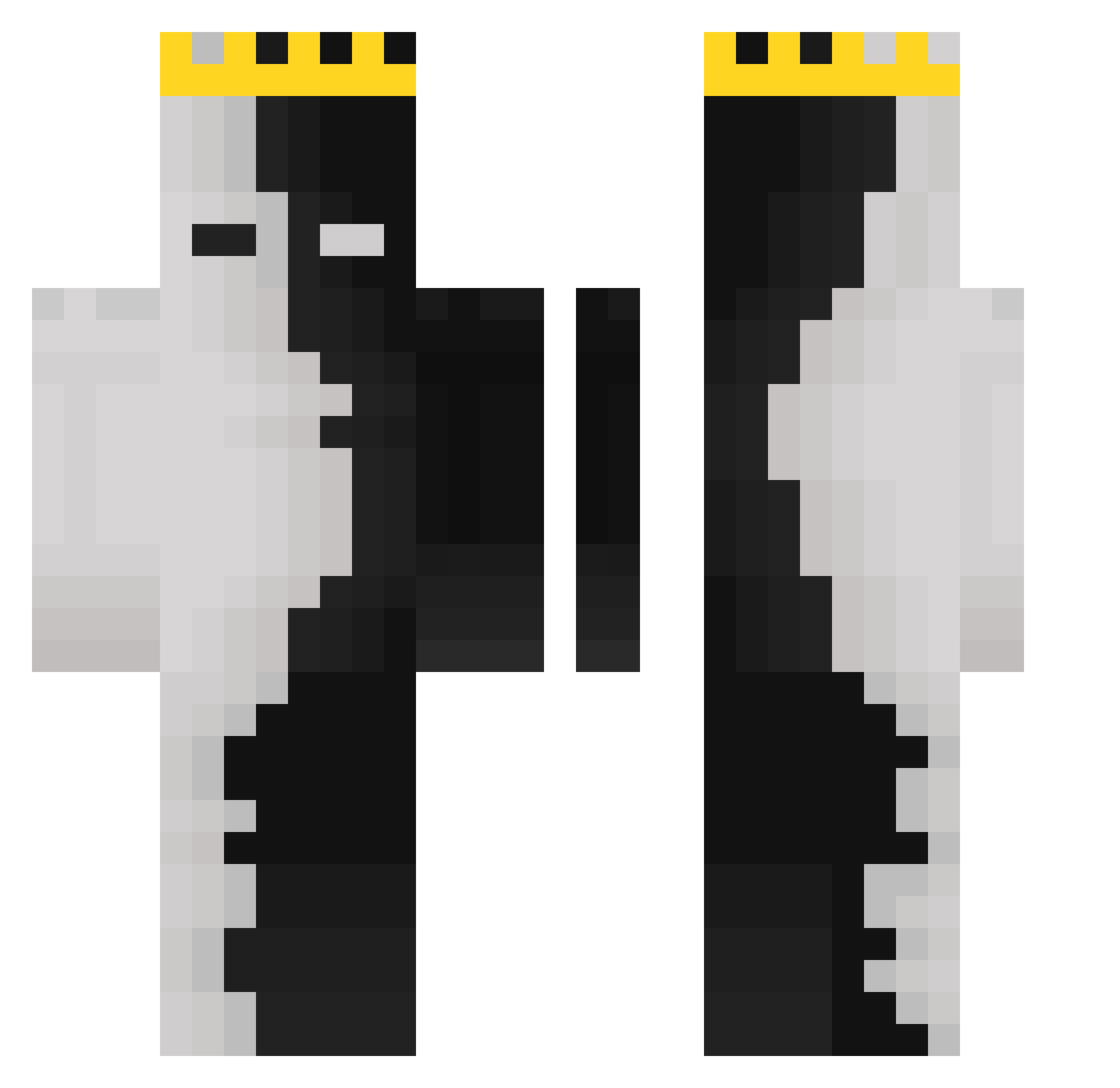 Nyx798 Minecraft skin, front and back view
