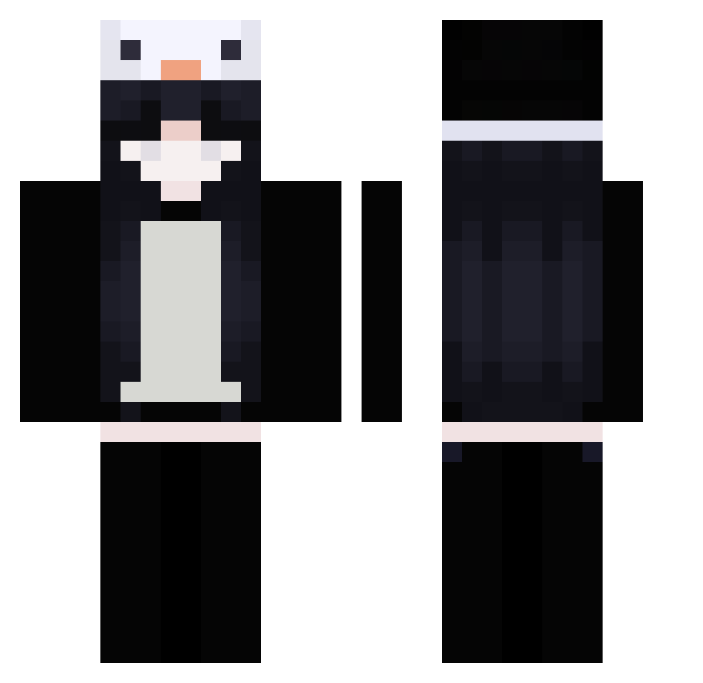 bllaackcat Minecraft skin, front and back view