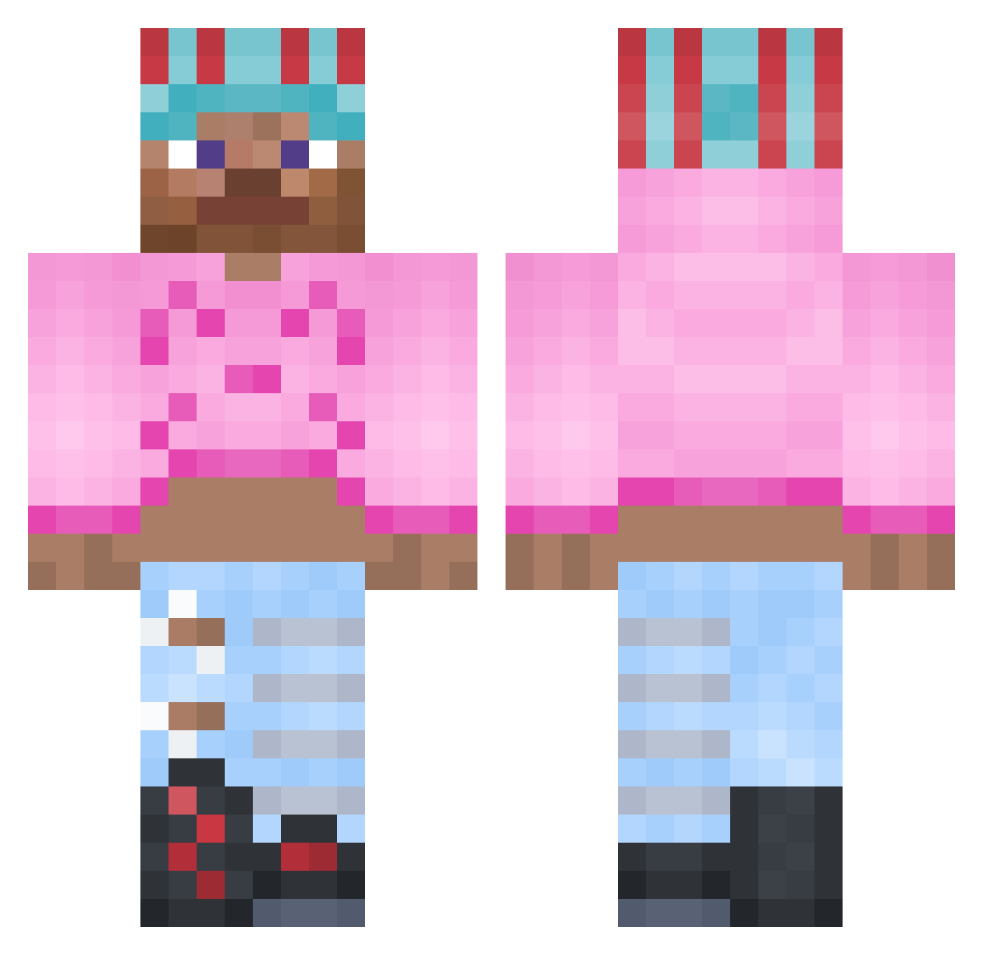 xCunning Minecraft skin, front and back view