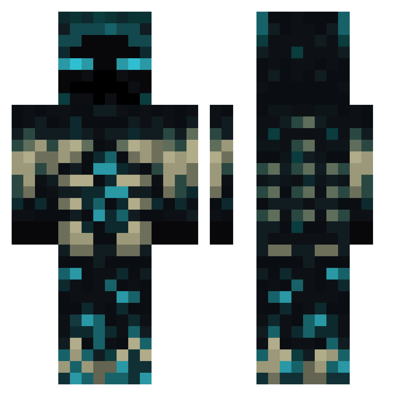 Greenguminprison Minecraft skin, front and back view