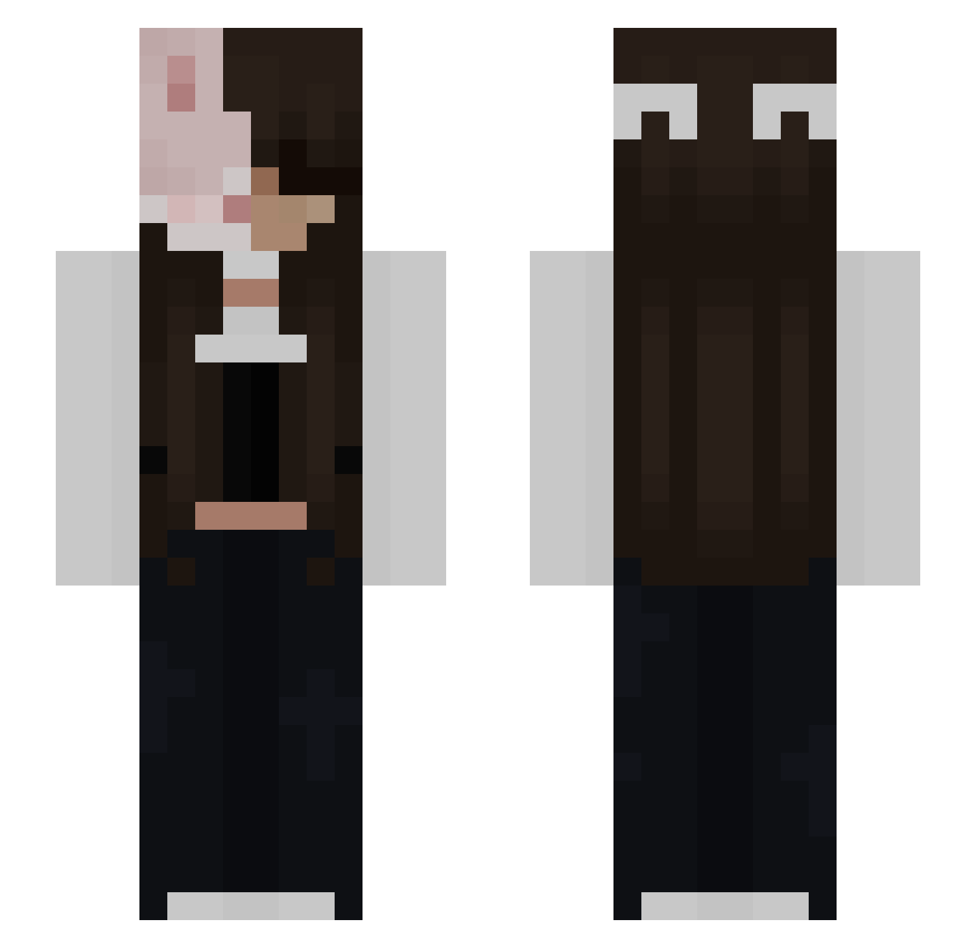 jvmin Minecraft skin, front and back view