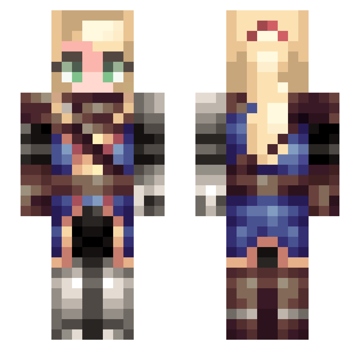 Nyror Minecraft skin, front and back view