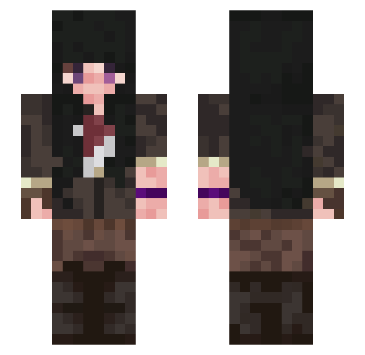 LuluDeluluLuloui Minecraft skin, front and back view
