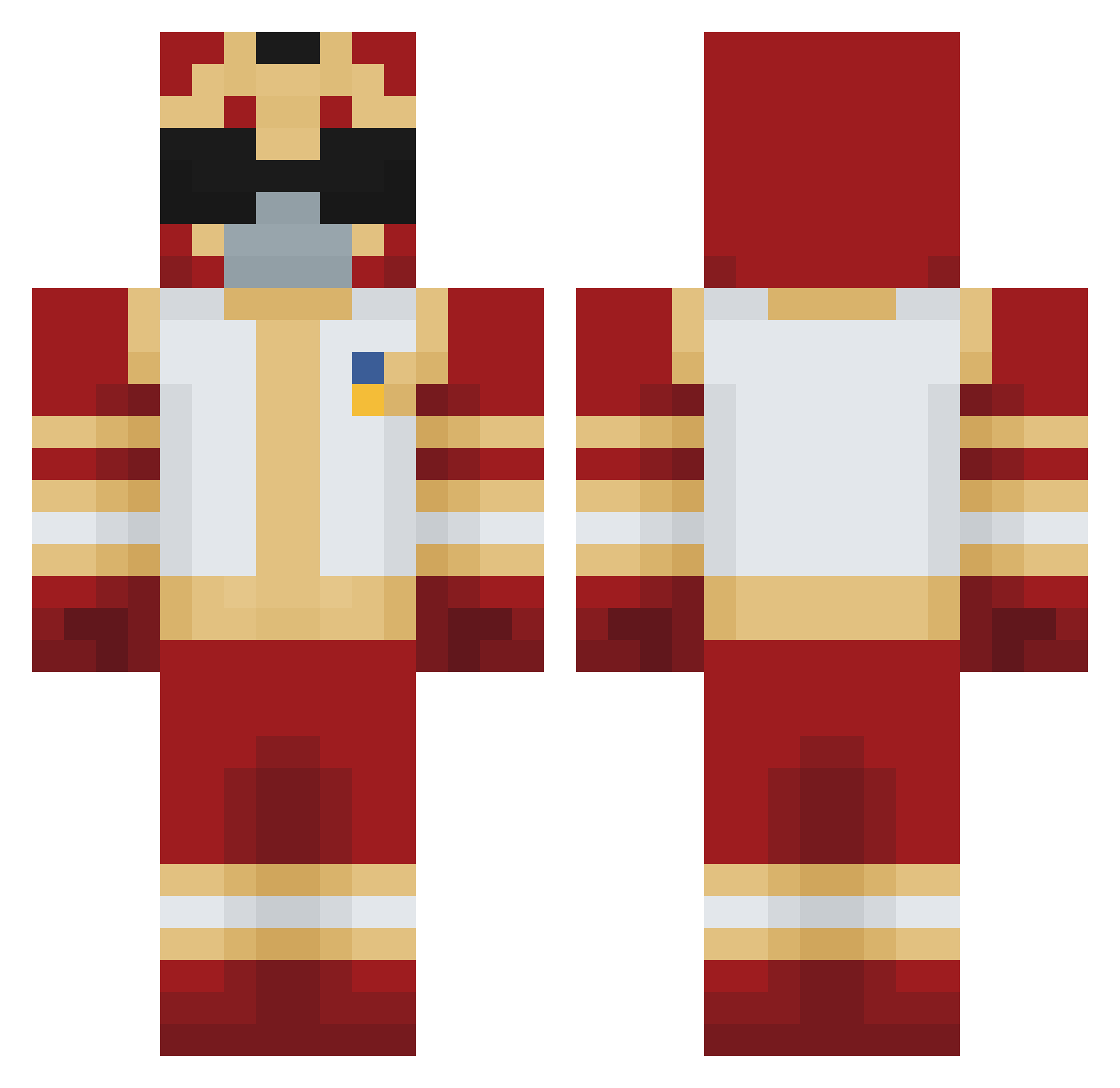 Benson_Builds Minecraft skin, front and back view