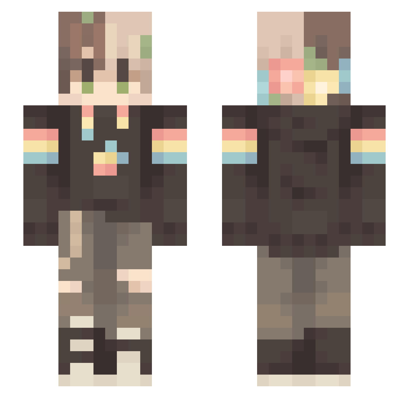dwjka Minecraft skin, front and back view
