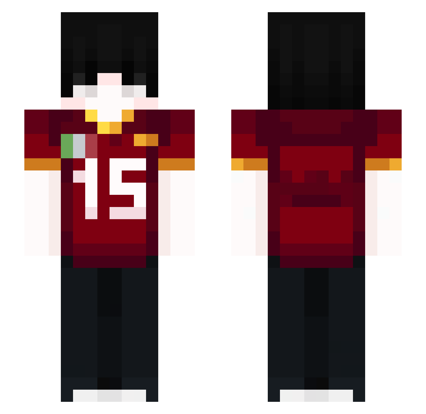 Ghostzoro1 Minecraft skin, front and back view