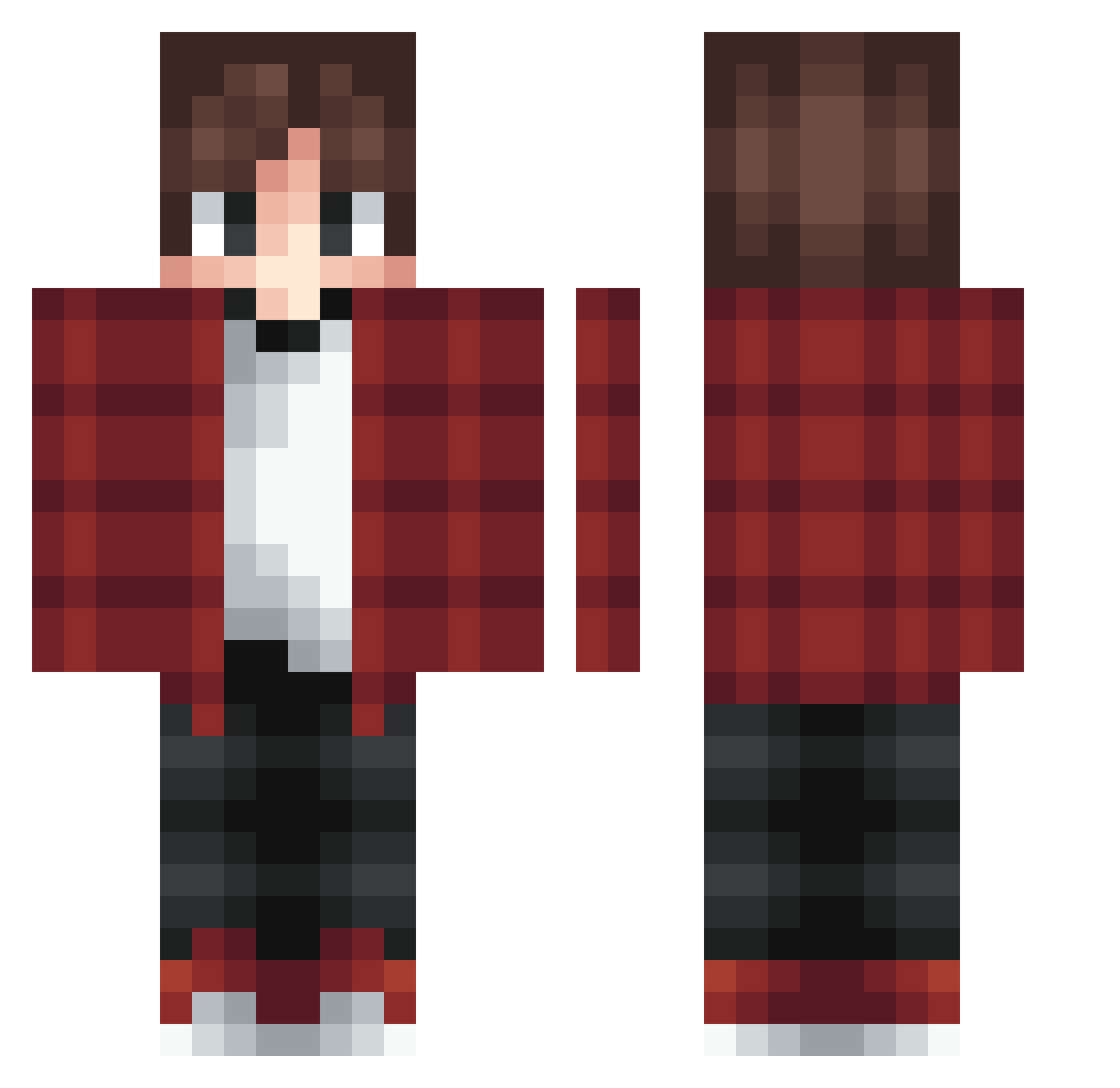 DrTacher Minecraft skin, front and back view