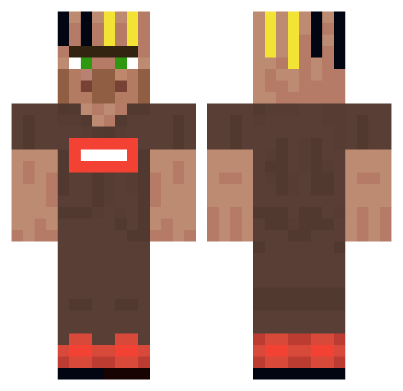 RiotForce Minecraft skin, front and back view
