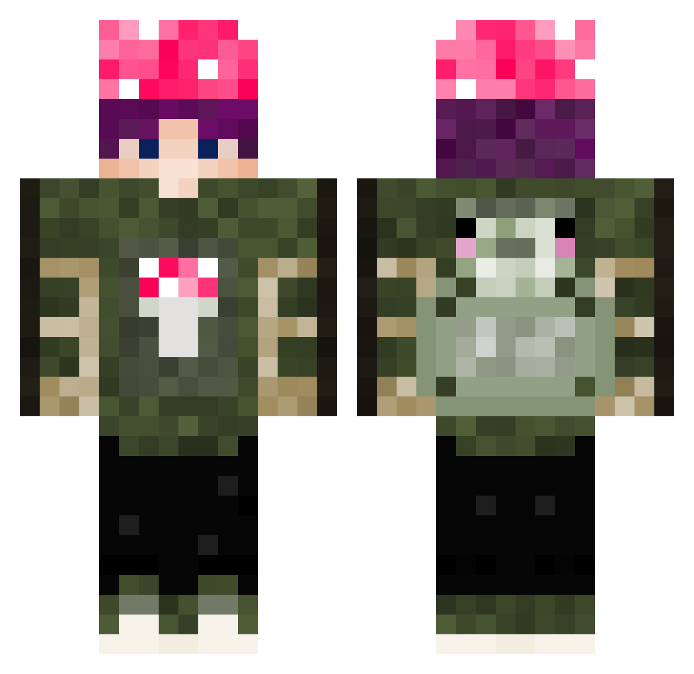 Ungeordnete Minecraft skin, front and back view