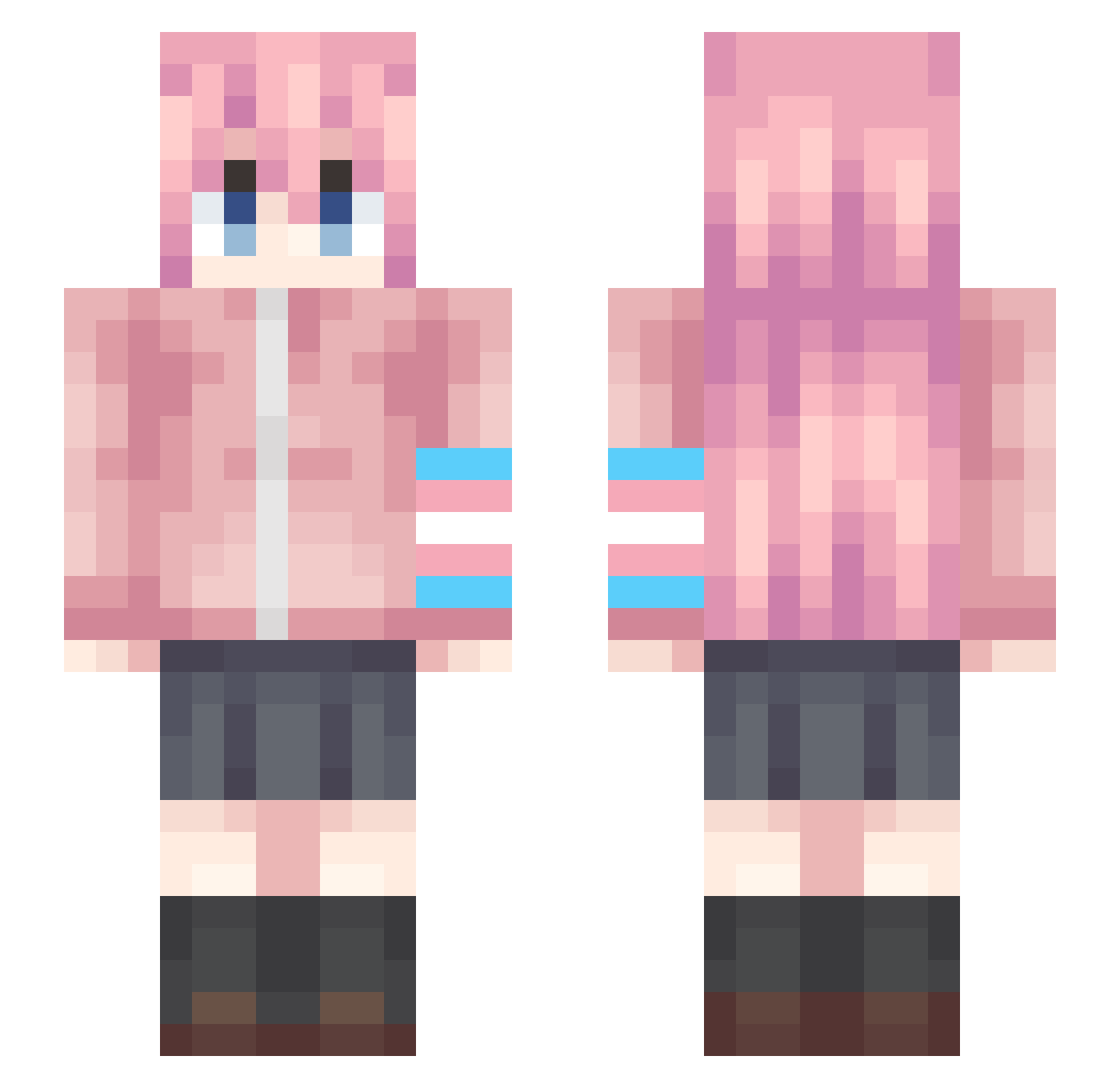 CatGirlCutie Minecraft skin, front and back view