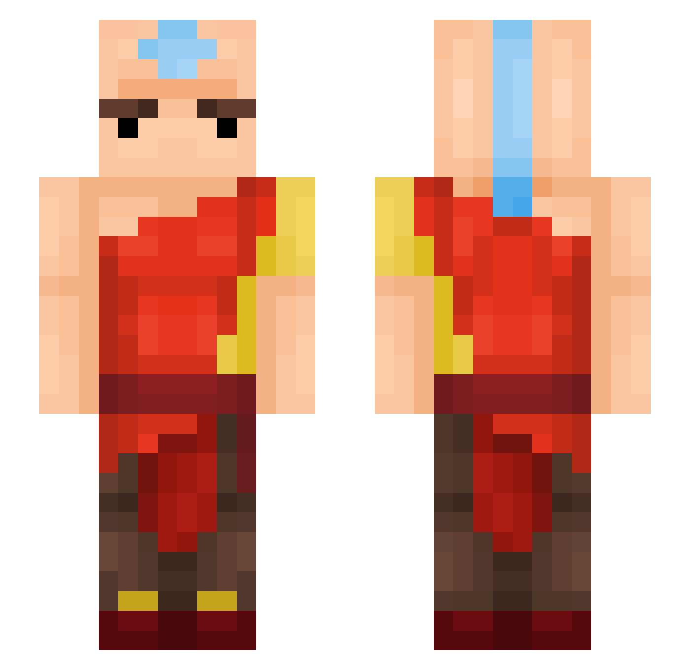 MrCrud Minecraft skin, front and back view