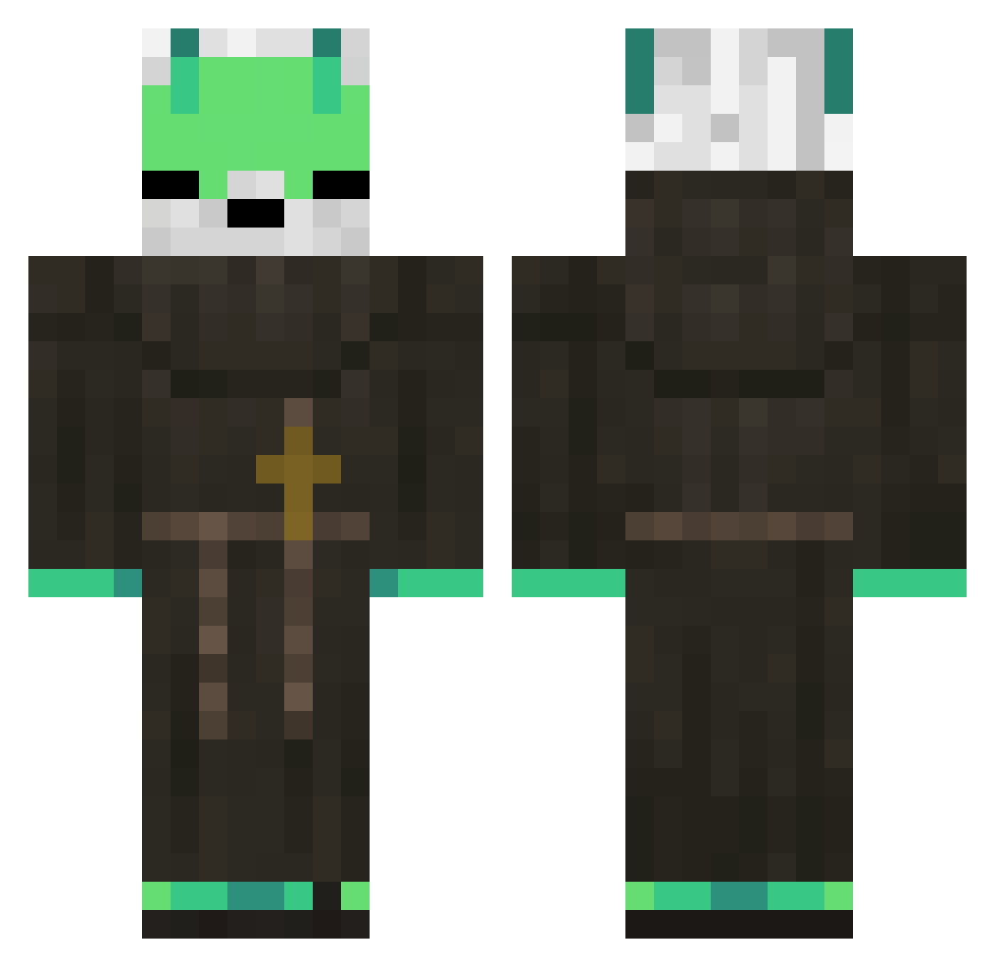 OkayPudls Minecraft skin, front and back view