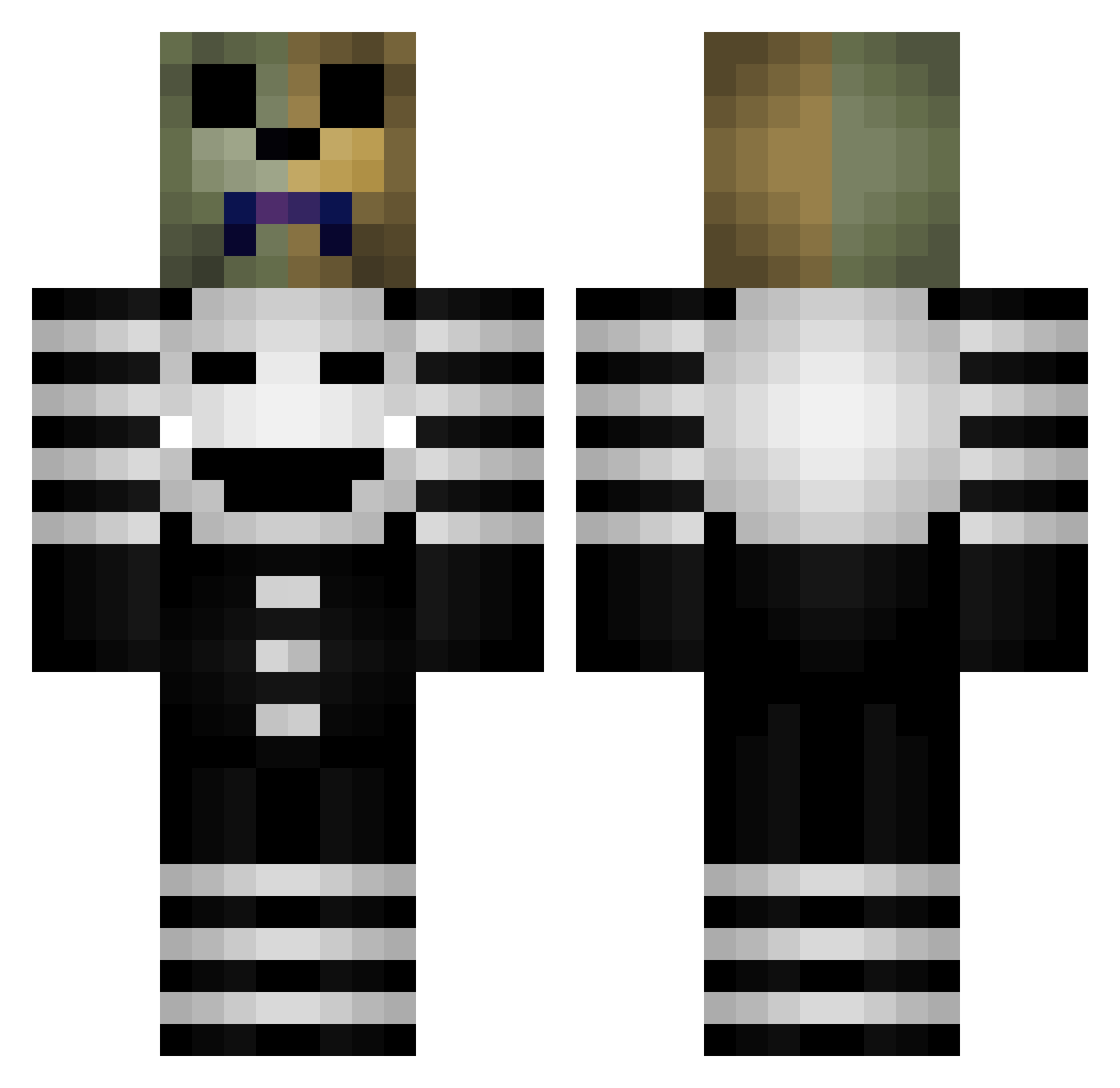 PhantomFredbear Minecraft skin, front and back view