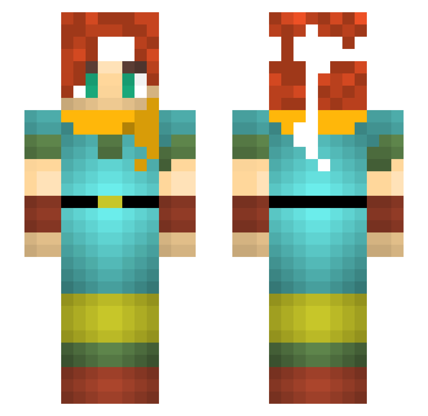 FakeLatino Minecraft skin, front and back view