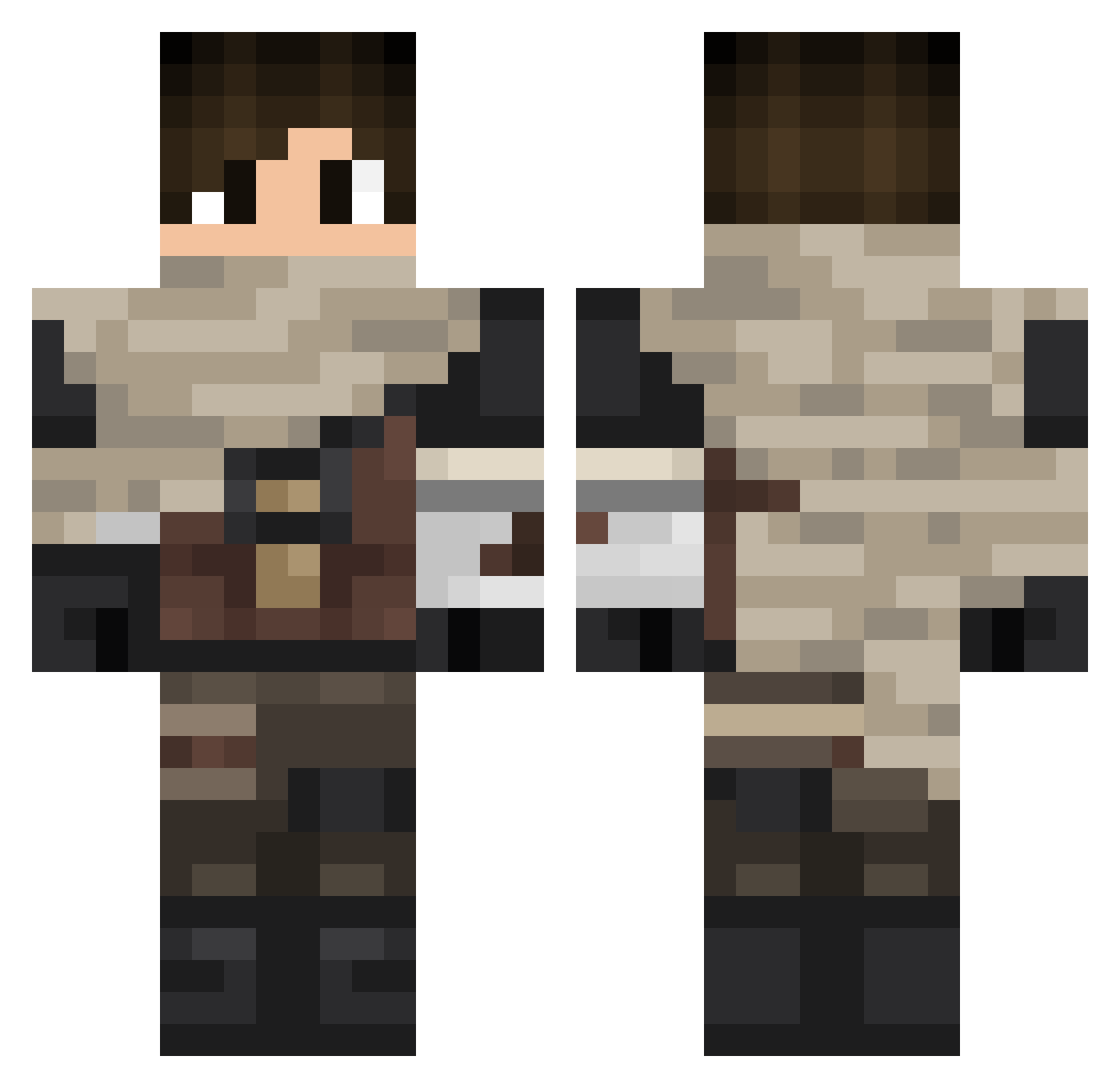ElectricCyanate Minecraft skin, front and back view