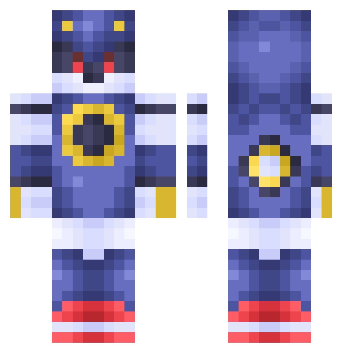 MacAndCheez12 Minecraft skin, front and back view