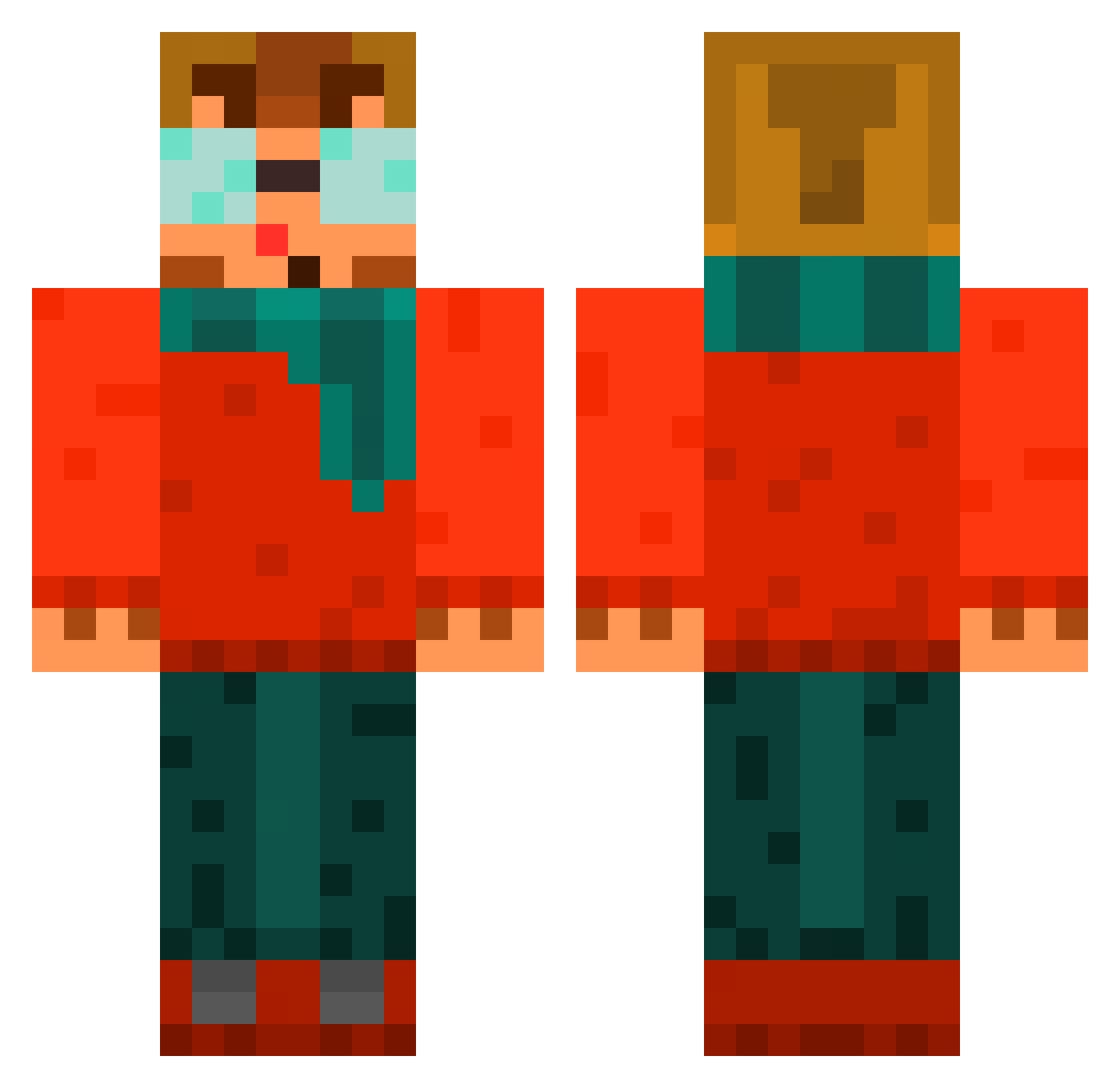 Pacoca1233 Minecraft skin, front and back view