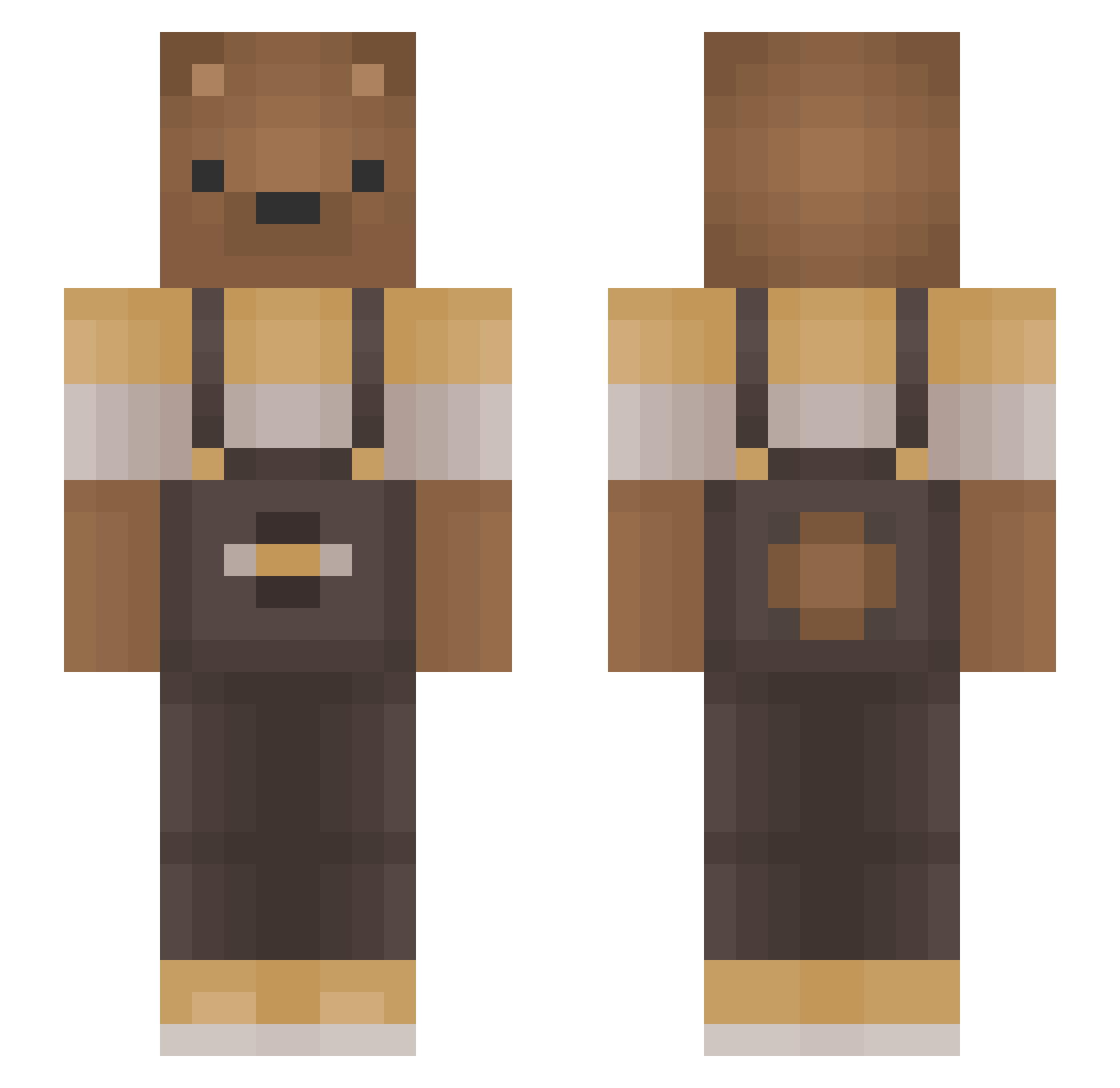 biwsh Minecraft skin, front and back view
