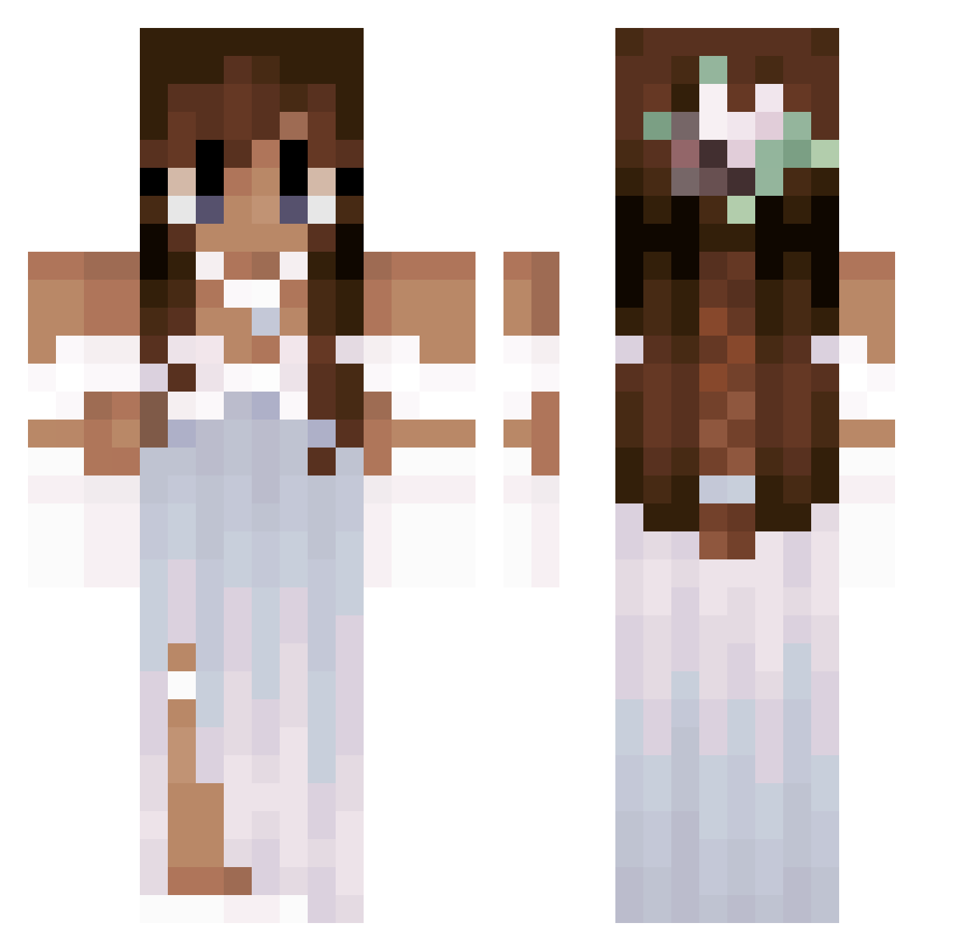 OpenFace1 Minecraft skin, front and back view