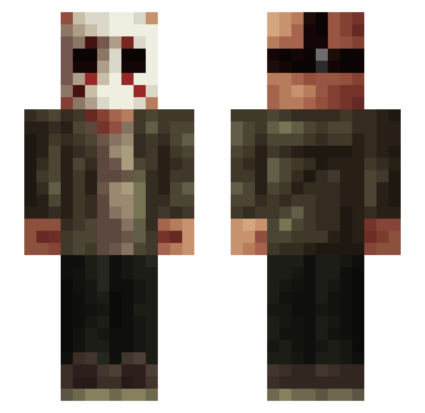 PenguinDeluxe Minecraft skin, front and back view