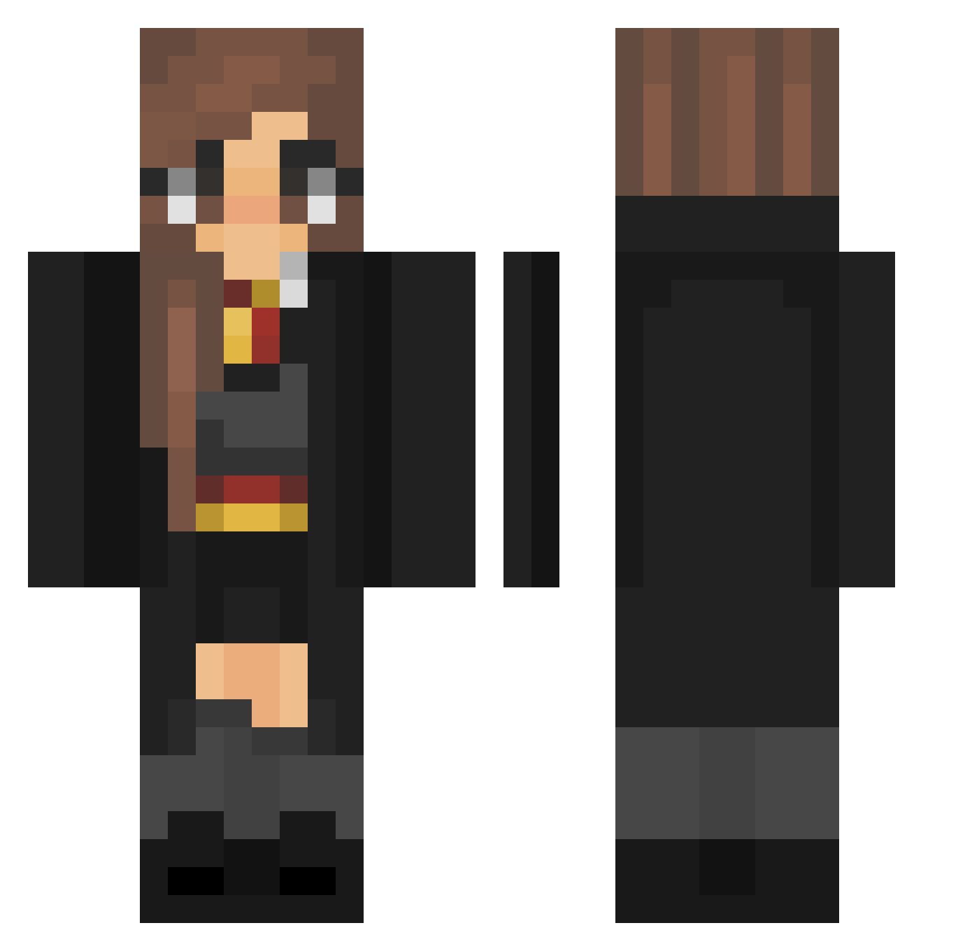NuhBS Minecraft skin, front and back view