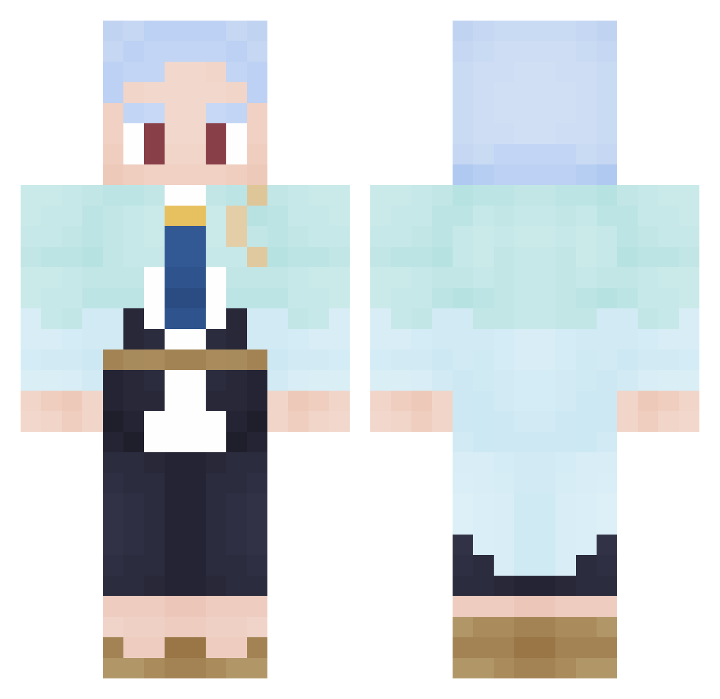 Edgeshot Minecraft skin, front and back view