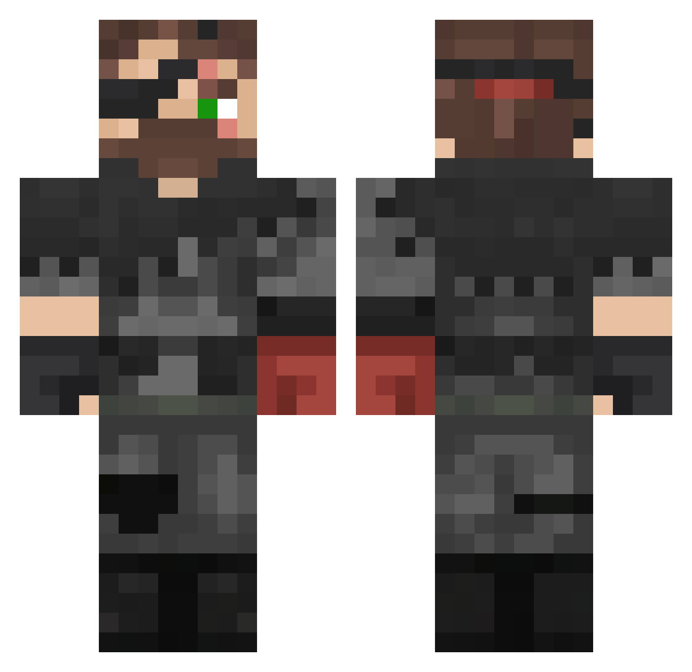 GrubyGrubol Minecraft skin, front and back view