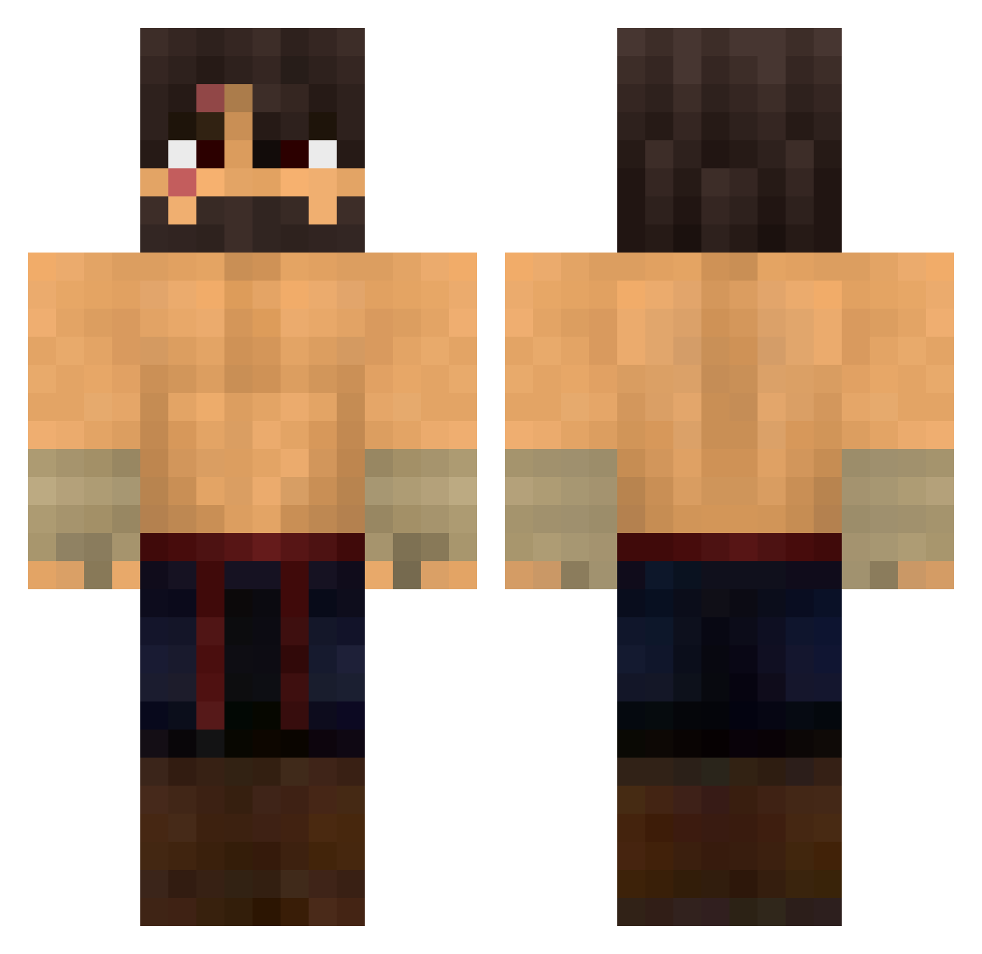 FilthyKing Minecraft skin, front and back view