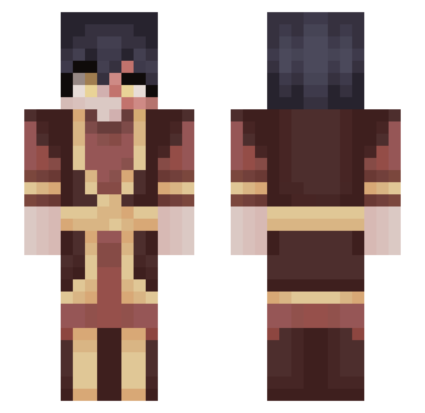McYpi Minecraft skin, front and back view