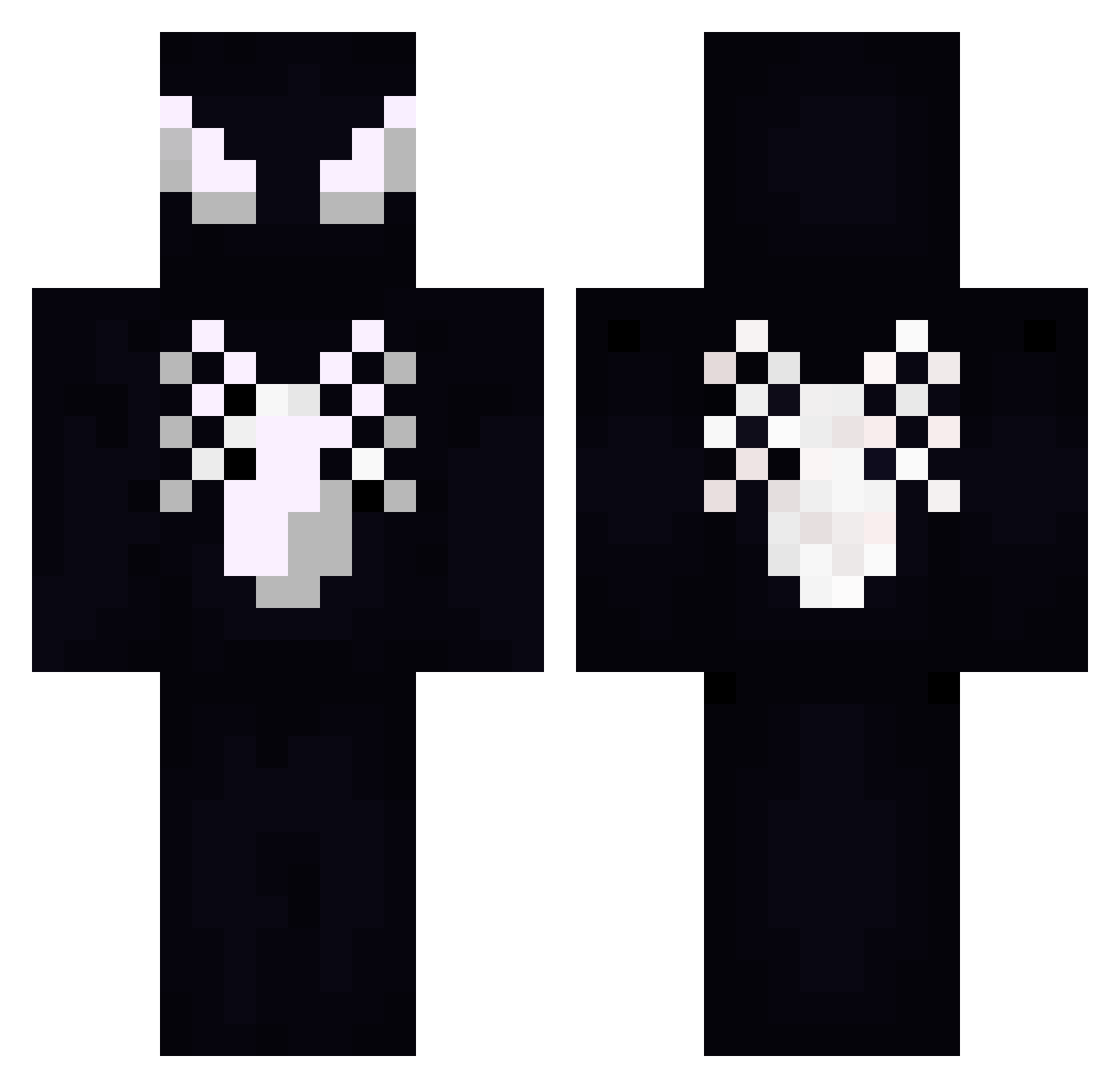 Qorzx Minecraft skin, front and back view