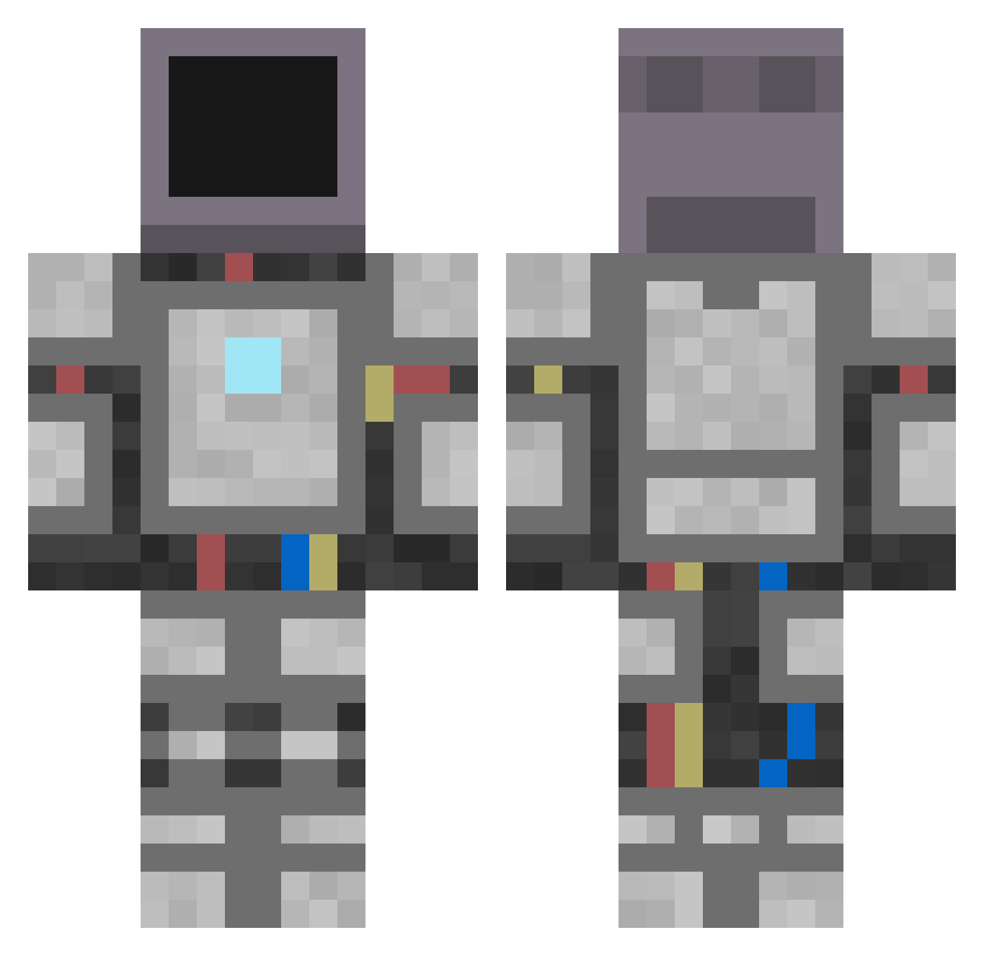 RiskOfShock Minecraft skin, front and back view
