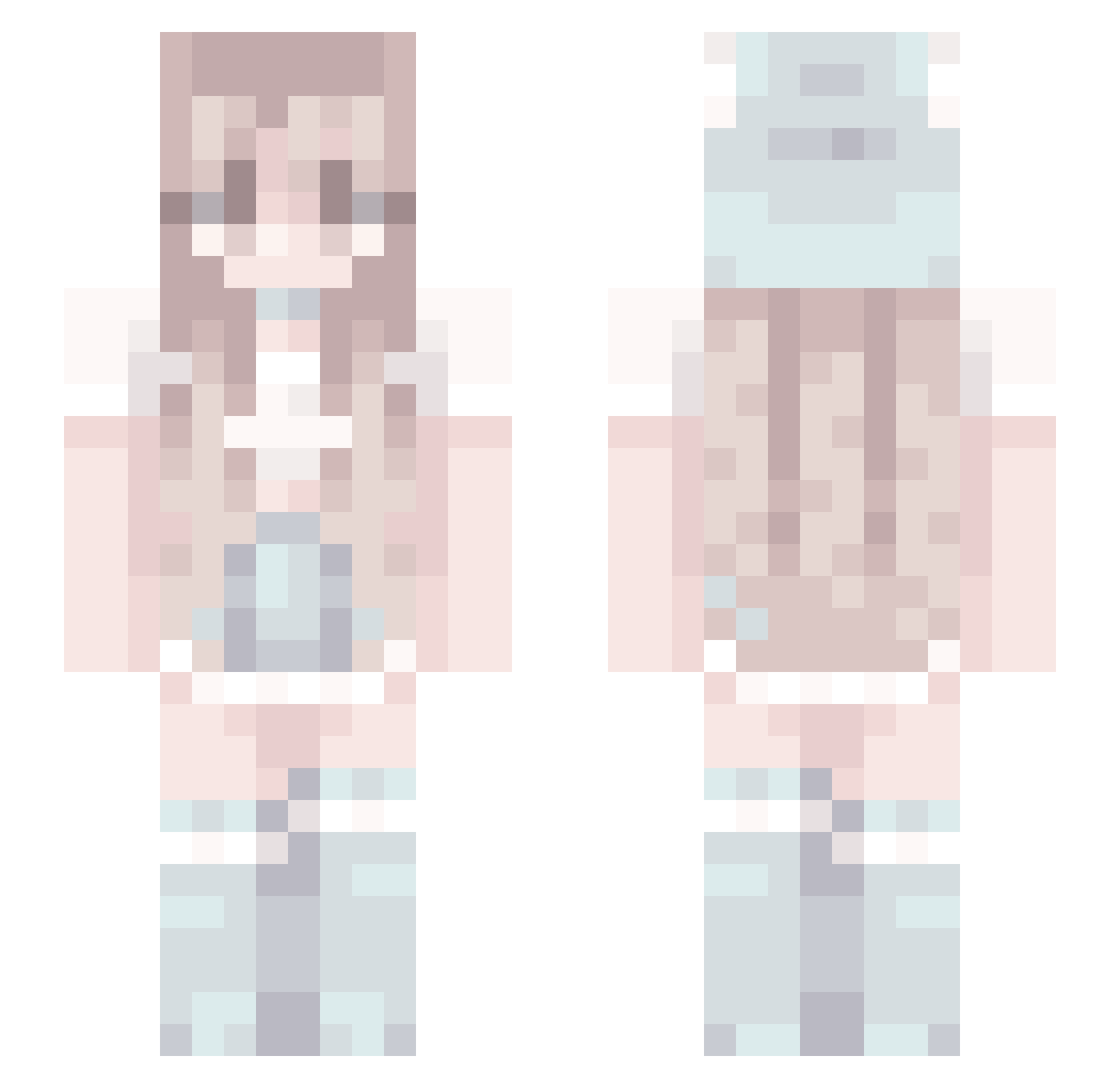 YukiFee Minecraft skin, front and back view