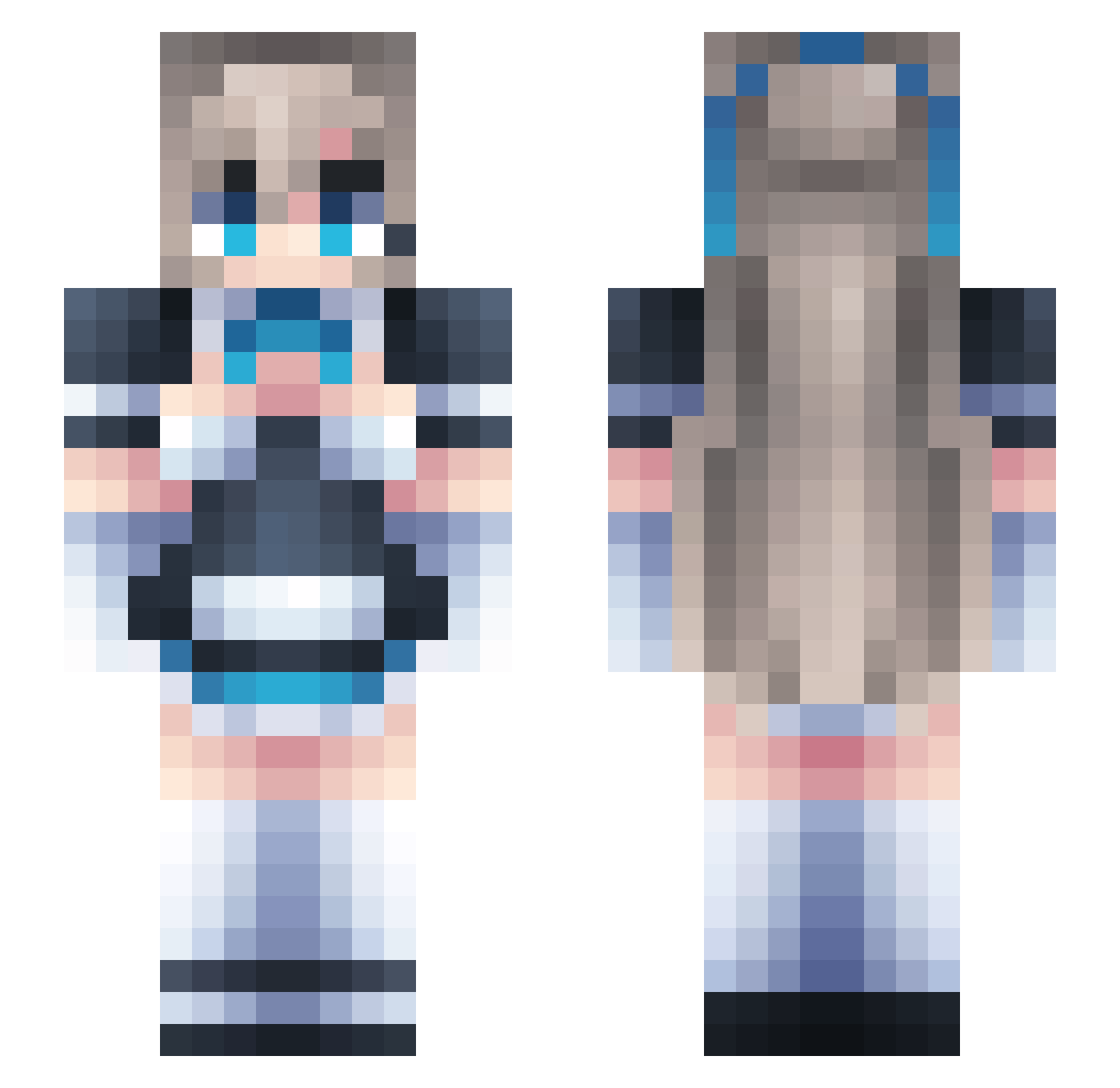 MewLee Minecraft skin, front and back view