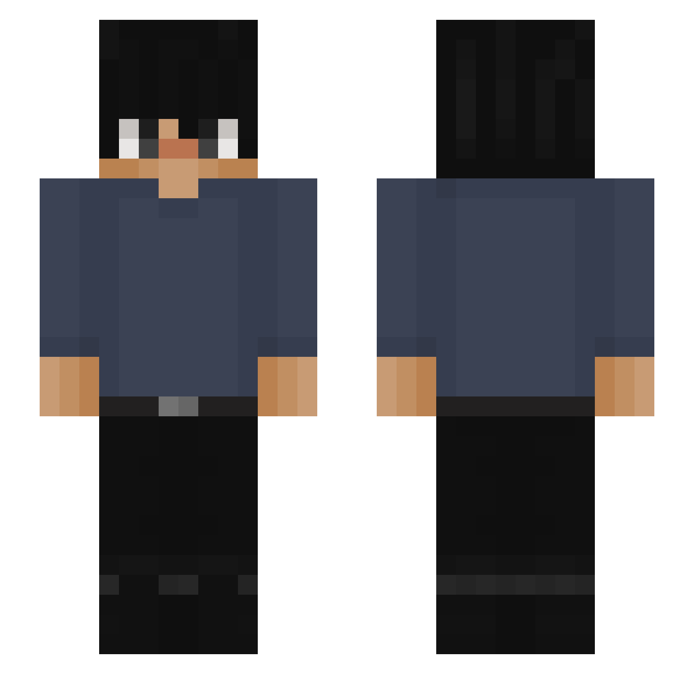 Paulphobie Minecraft skin, front and back view