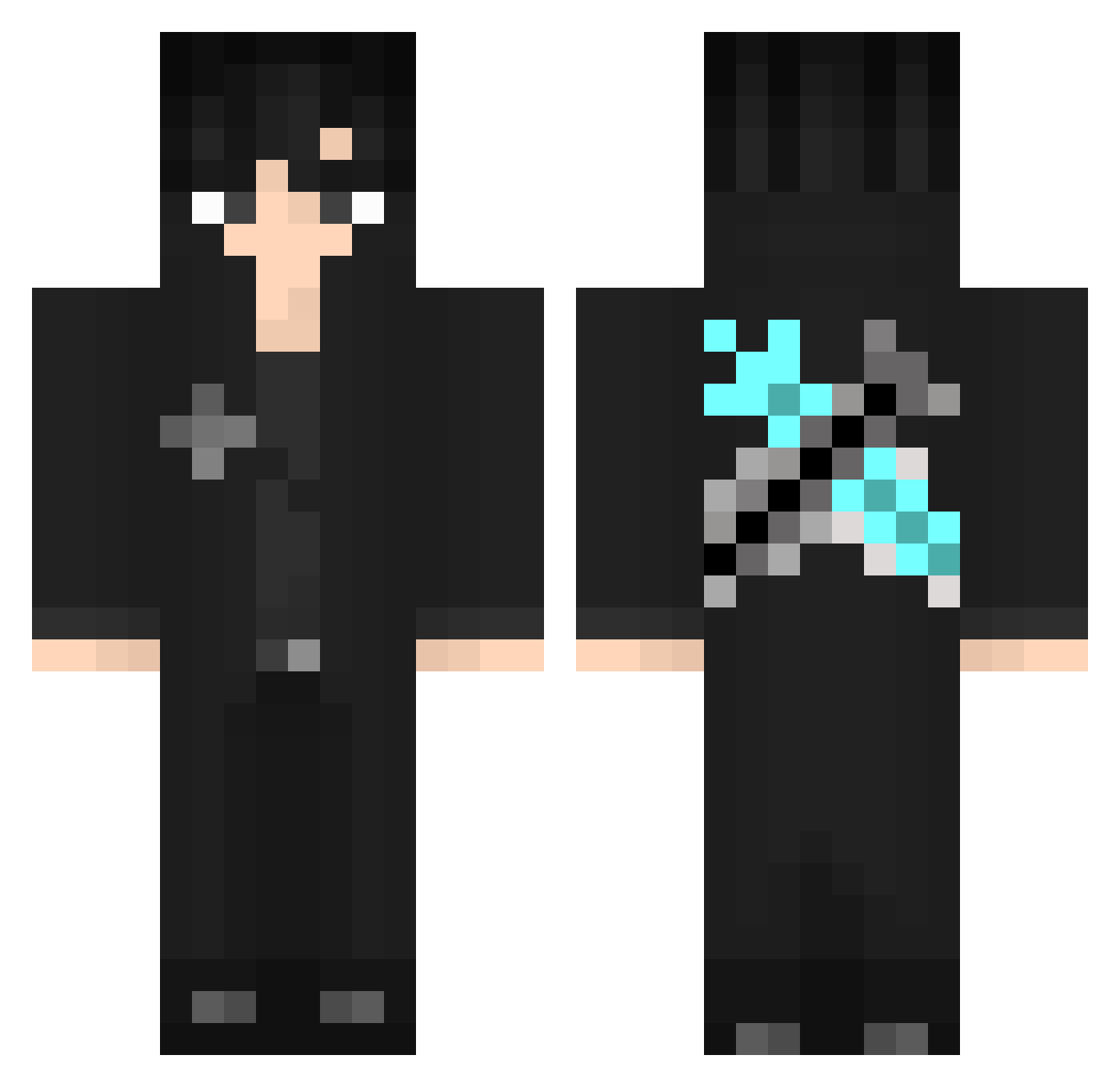 HeroOfSteel Minecraft skin, front and back view
