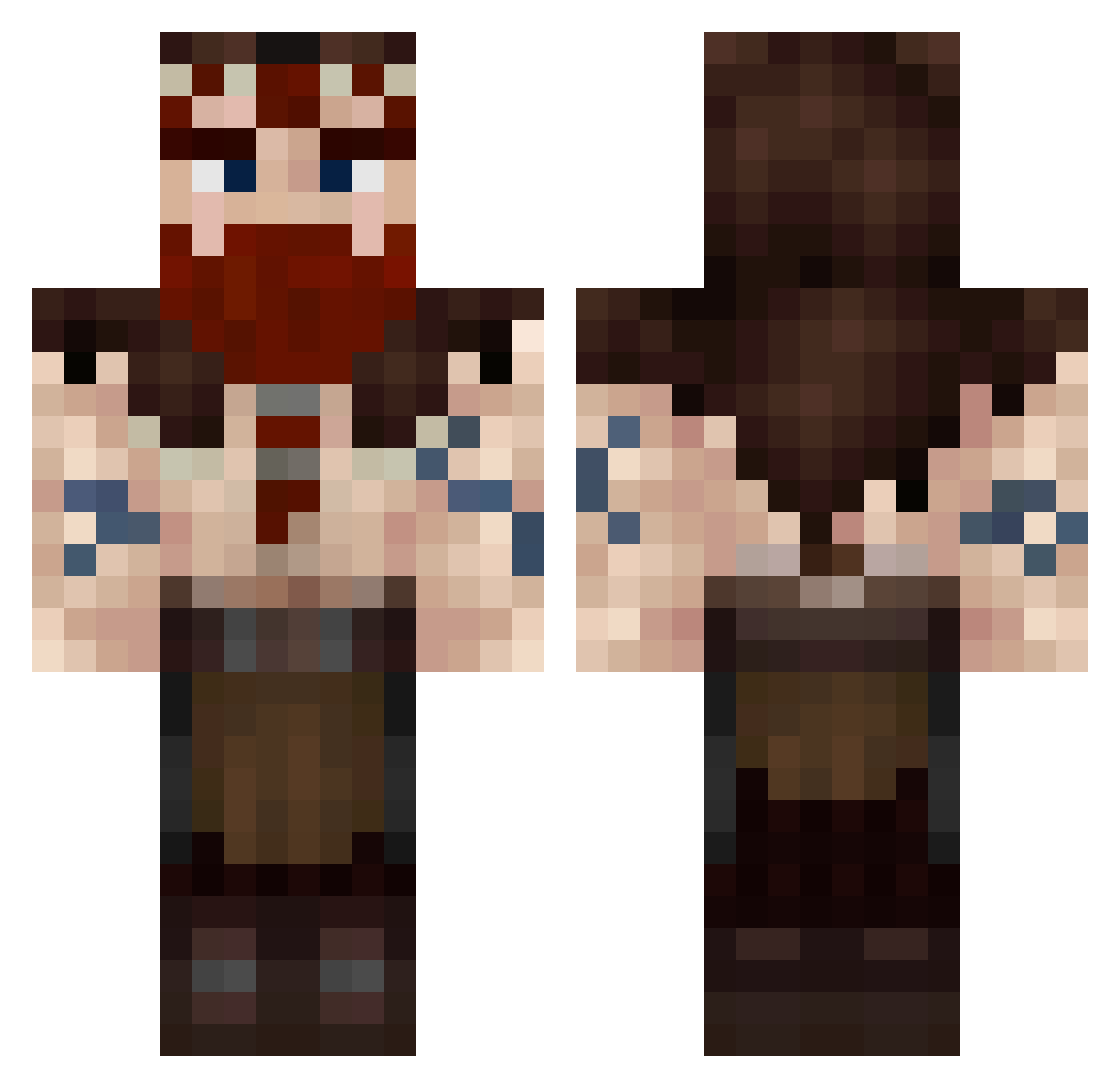 Retinazerr Minecraft skin, front and back view