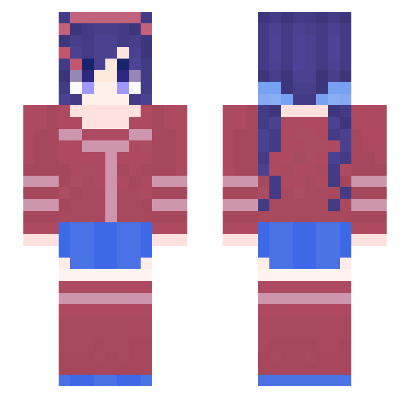 KA_me_tou_ko Minecraft skin, front and back view