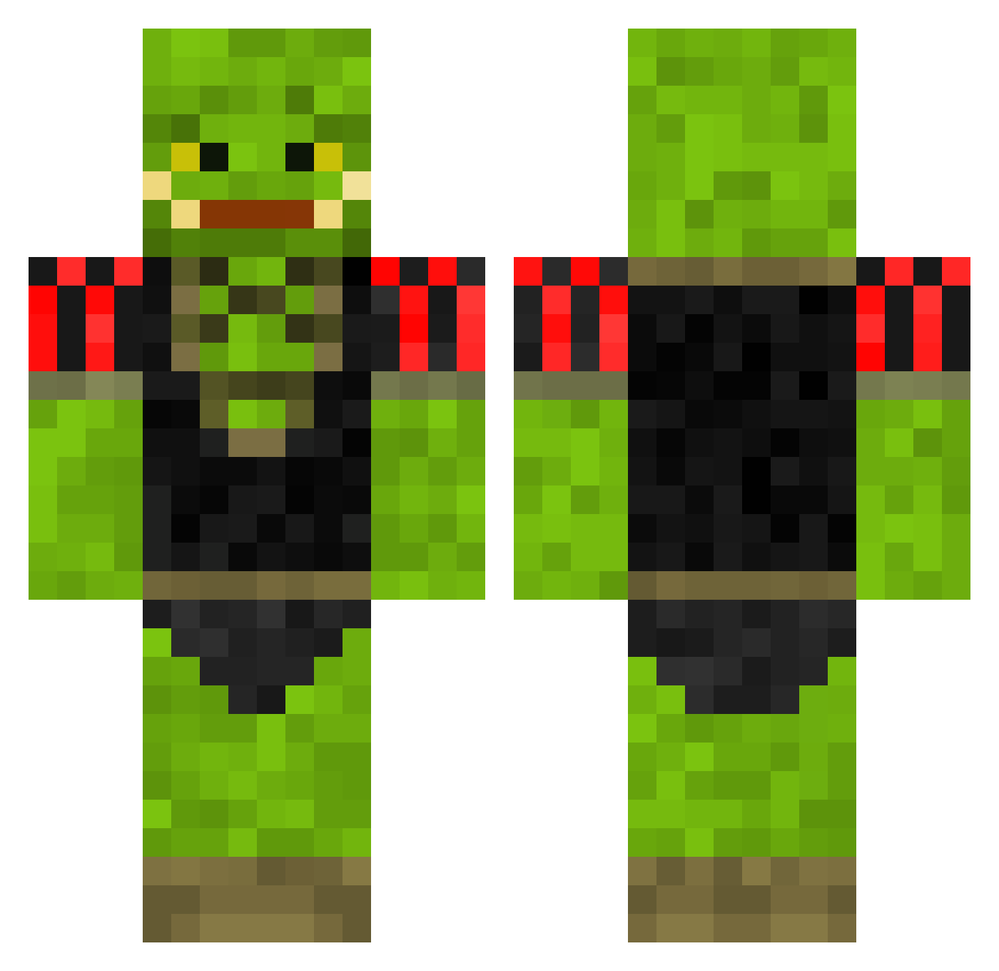 Notmracus Minecraft skin, front and back view
