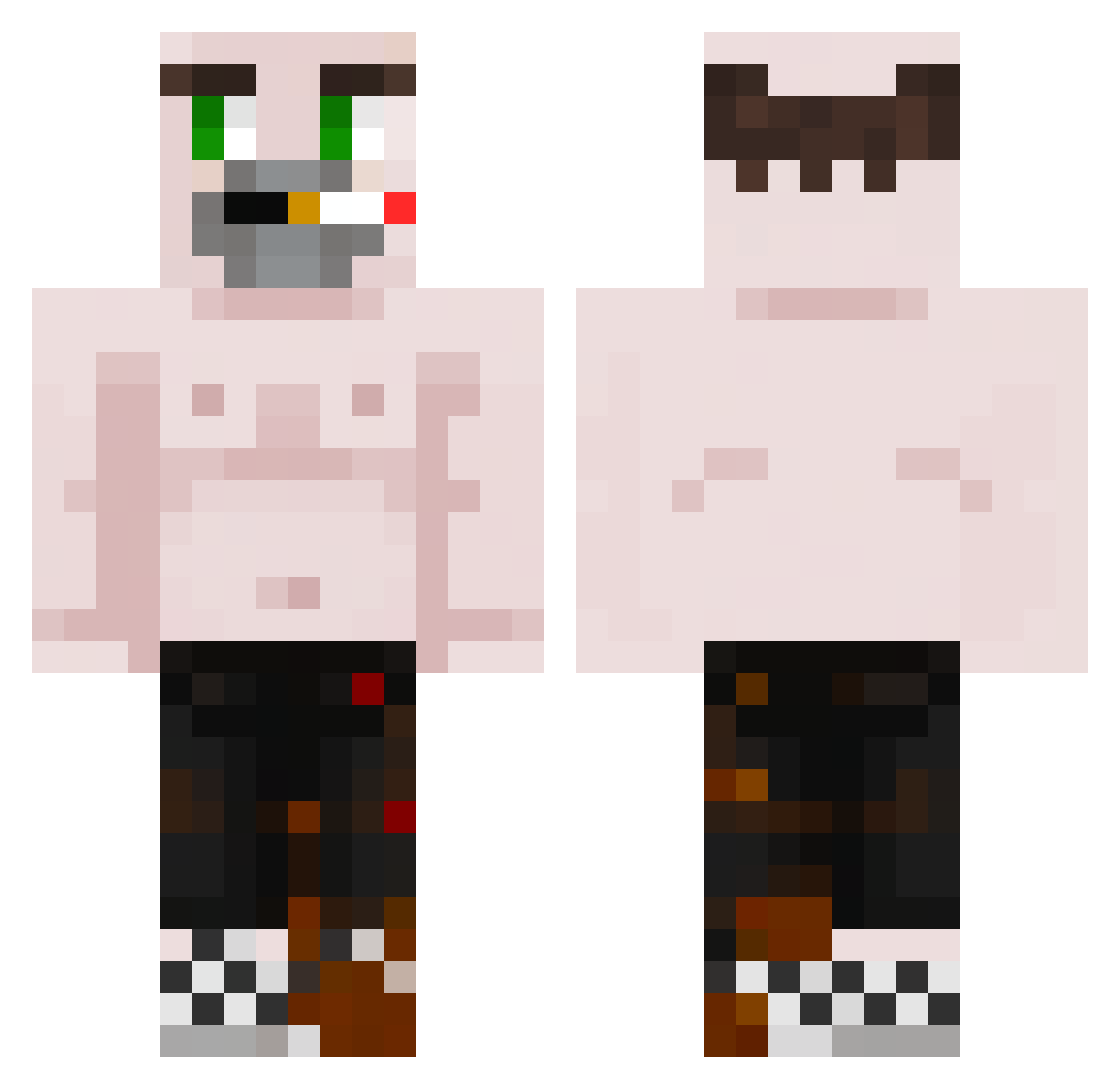 Azuet0 Minecraft skin, front and back view