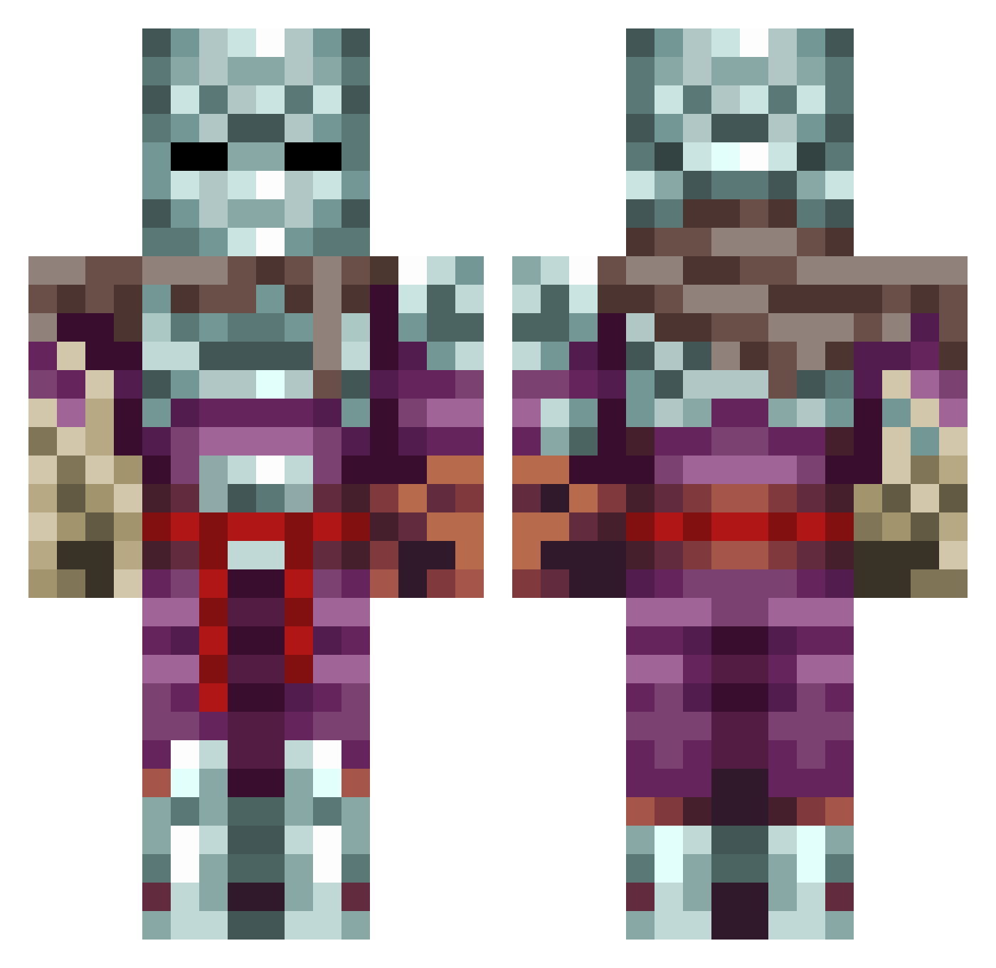 naoXEY Minecraft skin, front and back view
