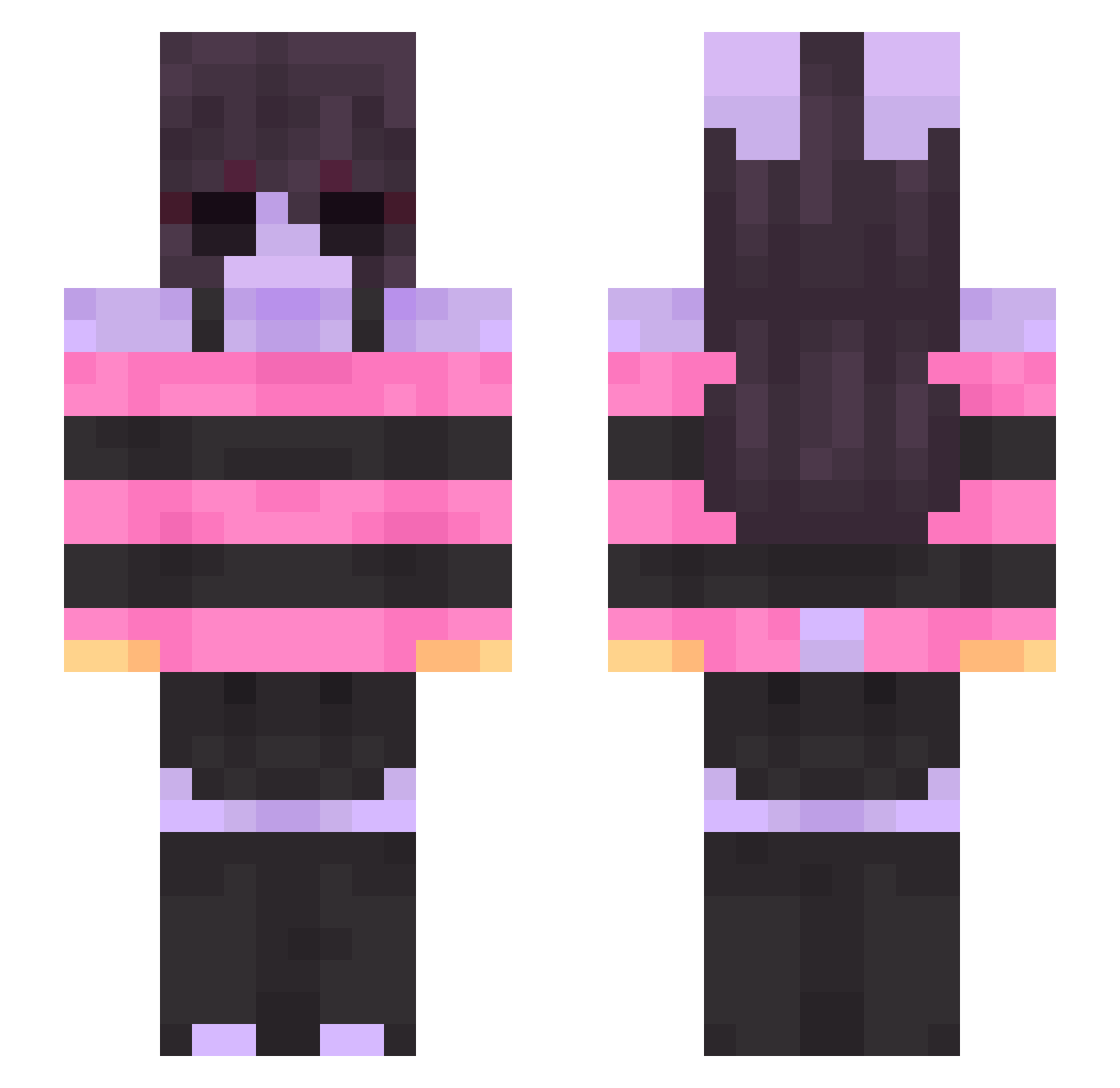 Velalii Minecraft skin, front and back view