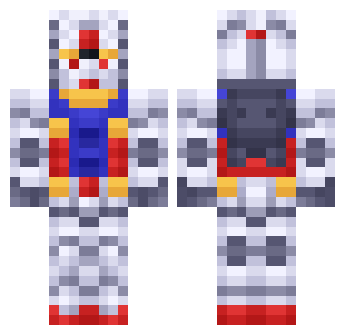 Fraedae Minecraft skin, front and back view
