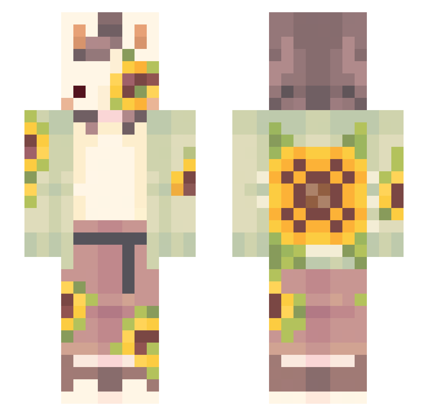 Judapurr Minecraft skin, front and back view