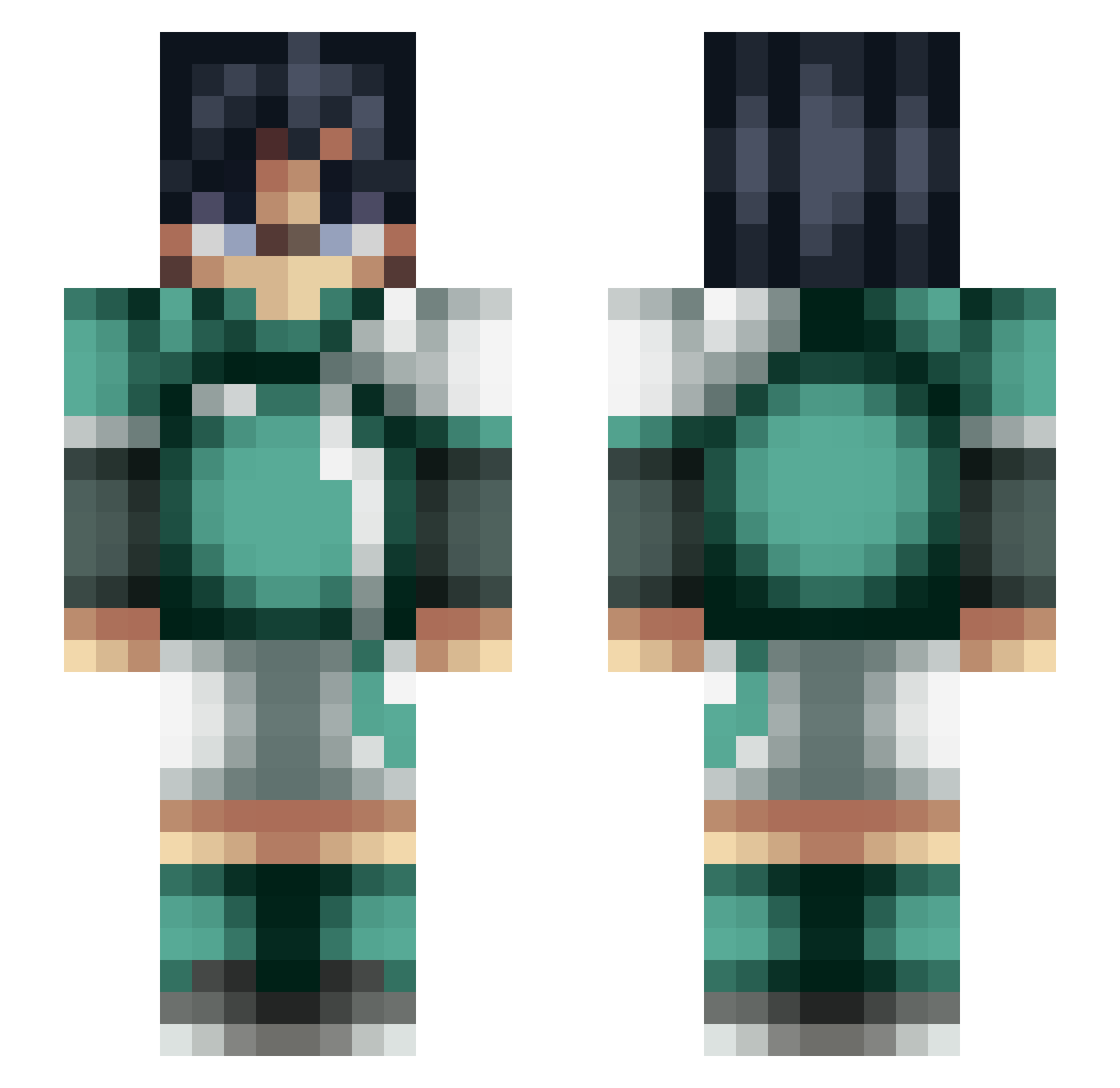 Shelvers Minecraft skin, front and back view