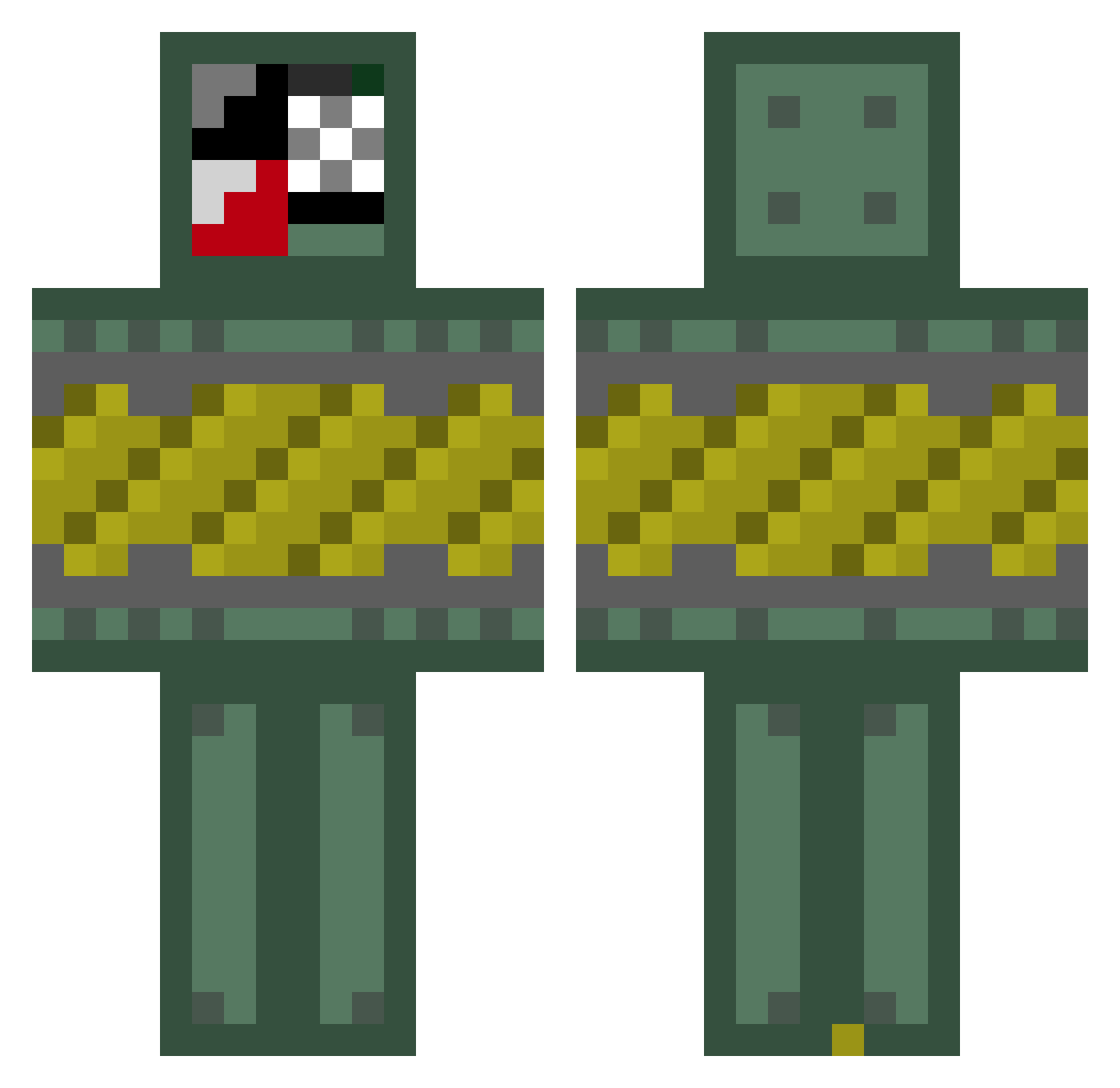 VividCrow Minecraft skin, front and back view