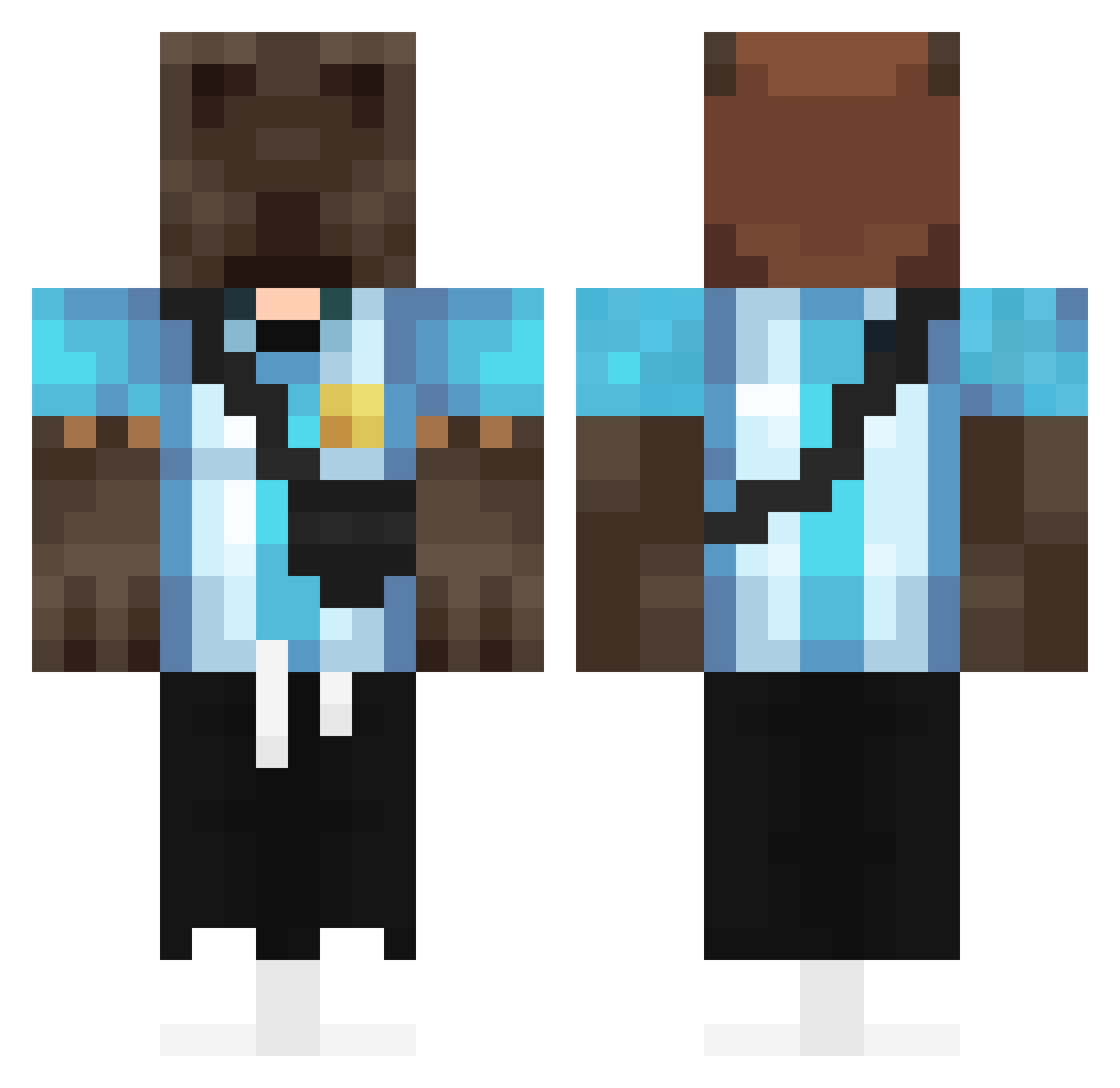 Zixeez Minecraft skin, front and back view