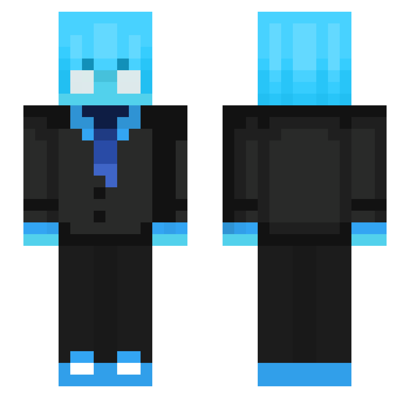 JesterBHHA Minecraft skin, front and back view